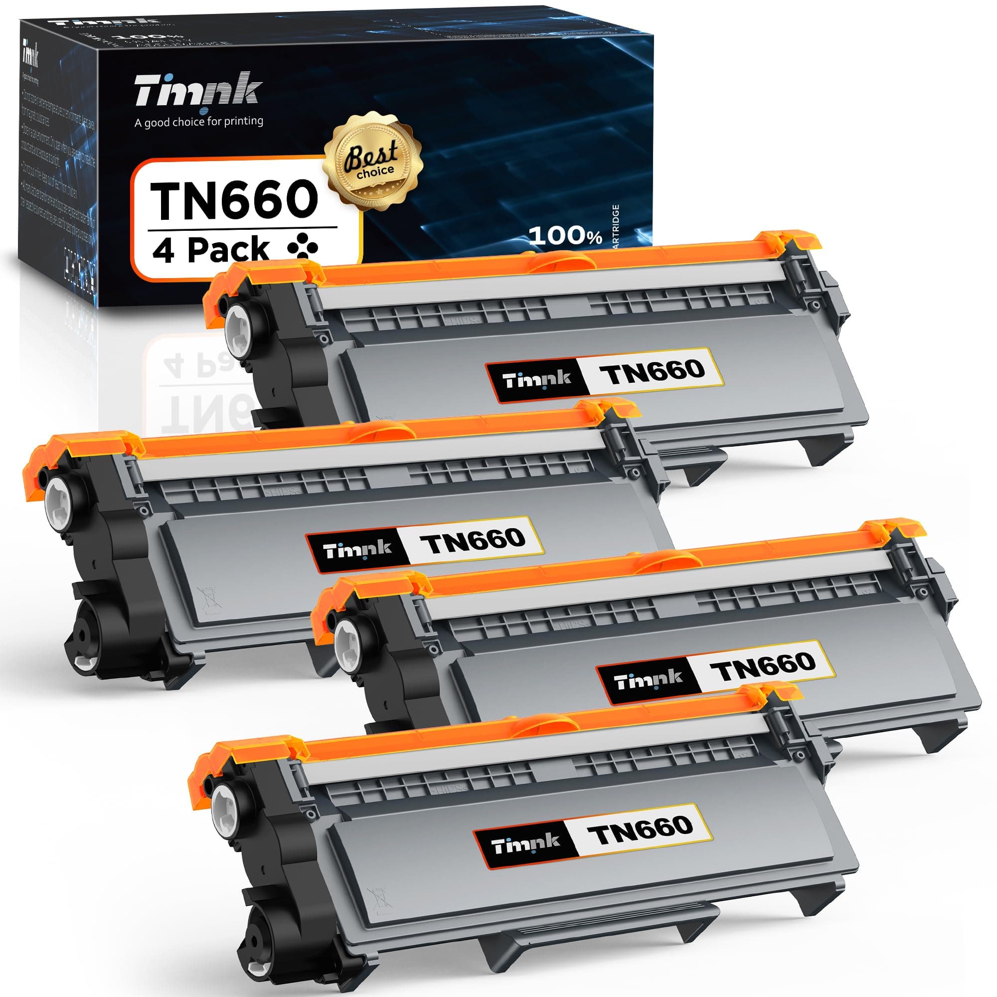 Brother TN660 TN630 High Yield Black Toner Cartridge - 4 Pack Compatible - Image 1