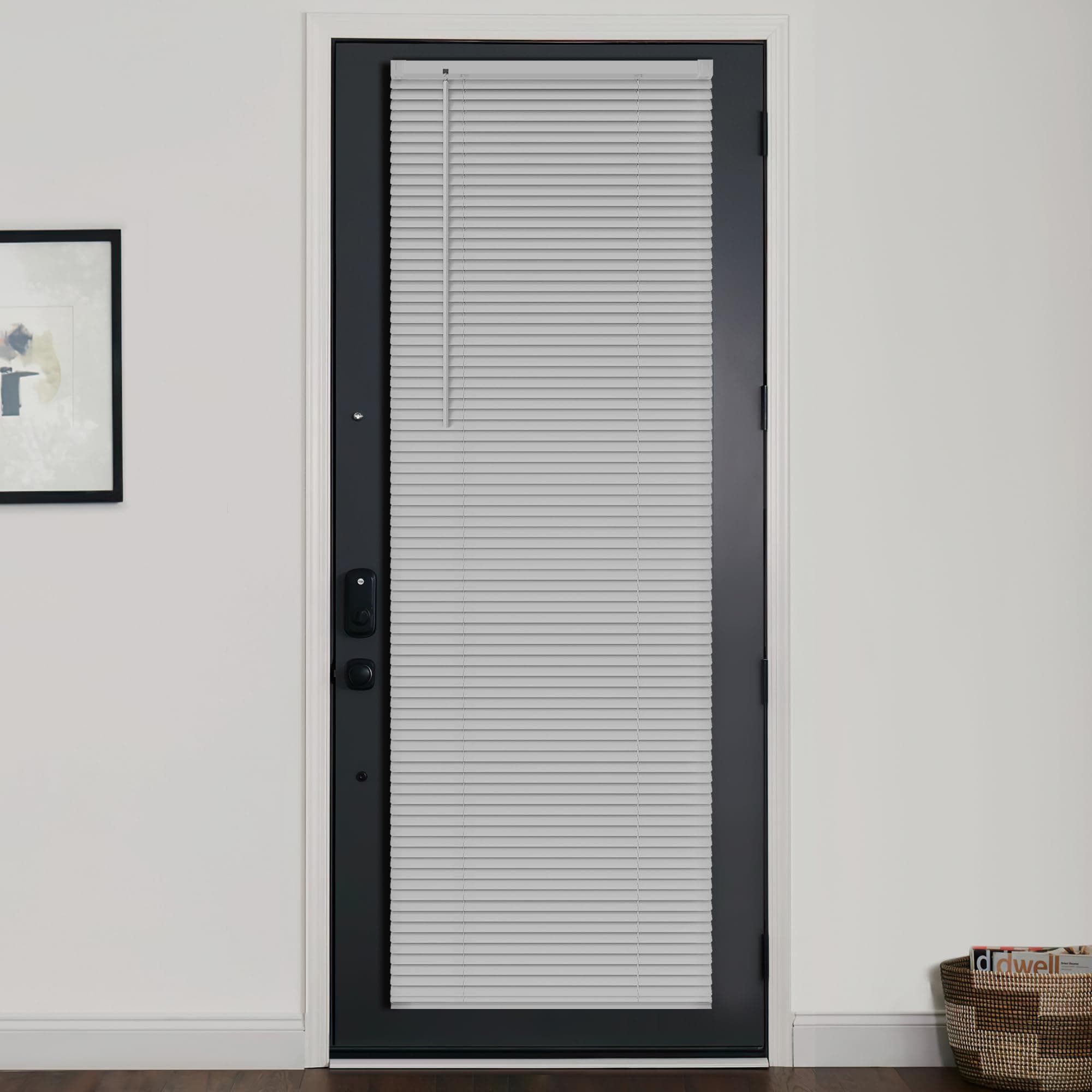 LazBlinds 1" Grey Vinyl Mini Blinds for Doors Cordless Privacy Shades 22x72 - Image 1