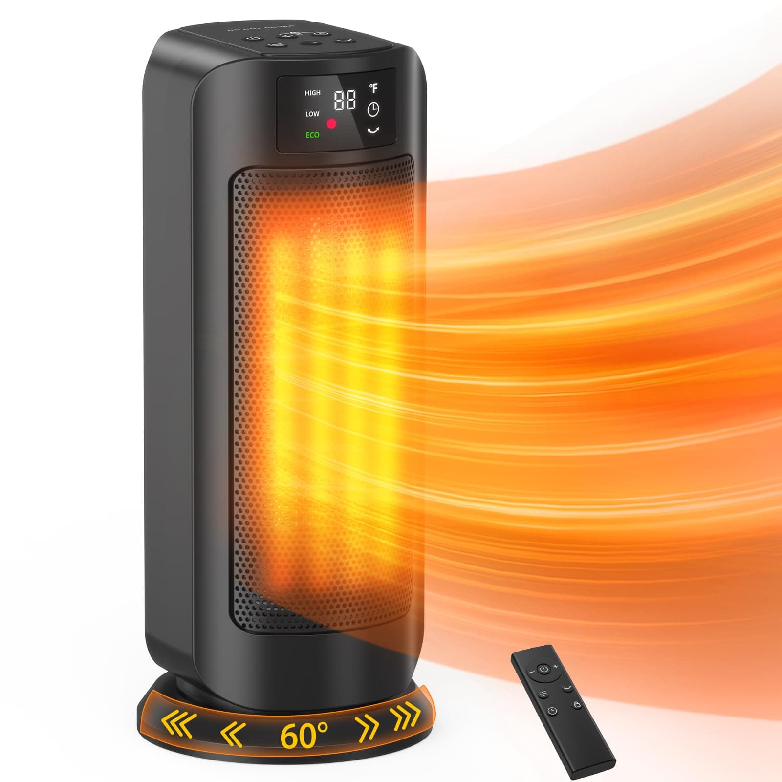1500W Space Heater, Fast Heating, LED Display, 1-24H Timer, Oscillating, ECO Mod - Image 1
