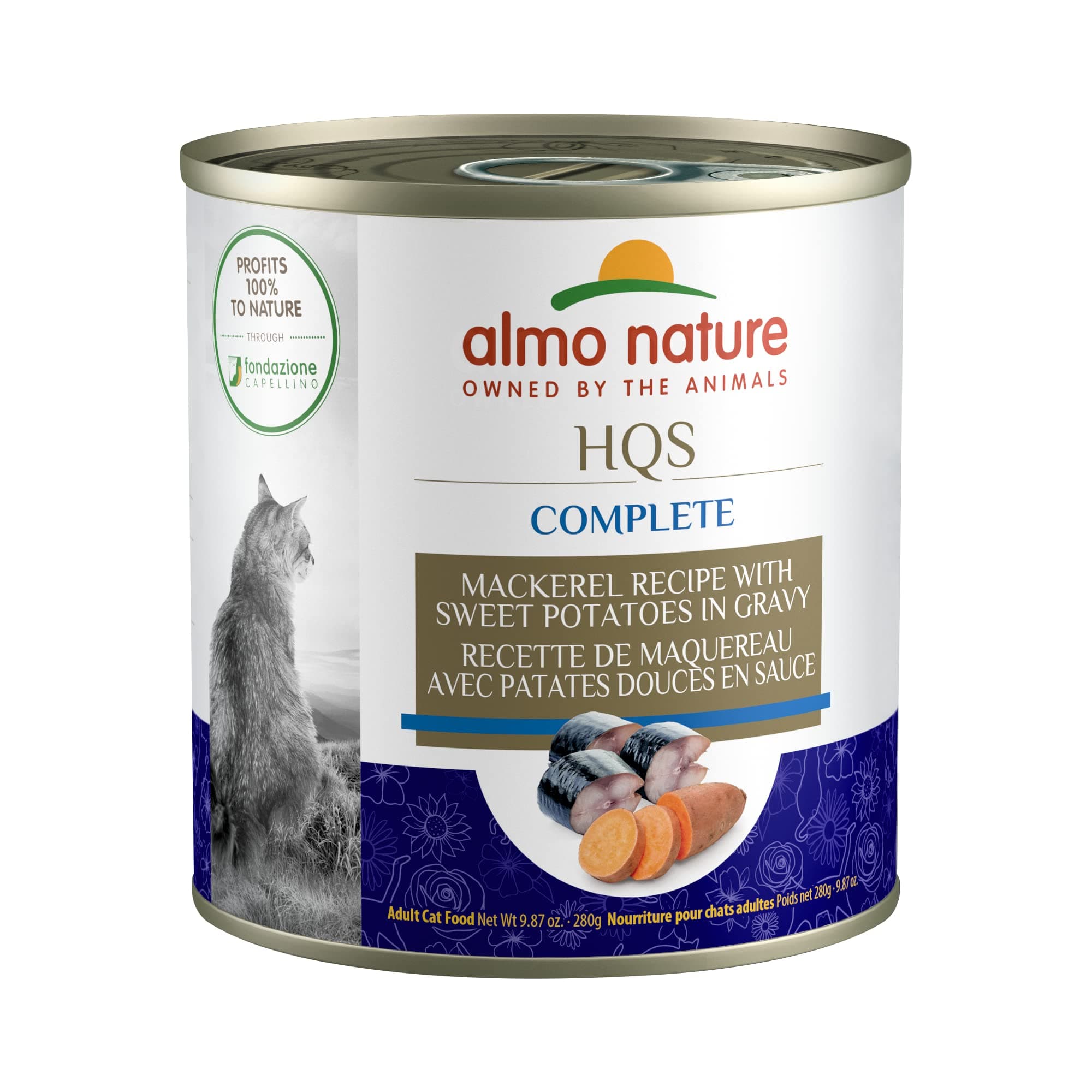 Almo Nature HQS Complete Cat Food Mackerel Sweet Potato Grain-Free Canned - Image 1
