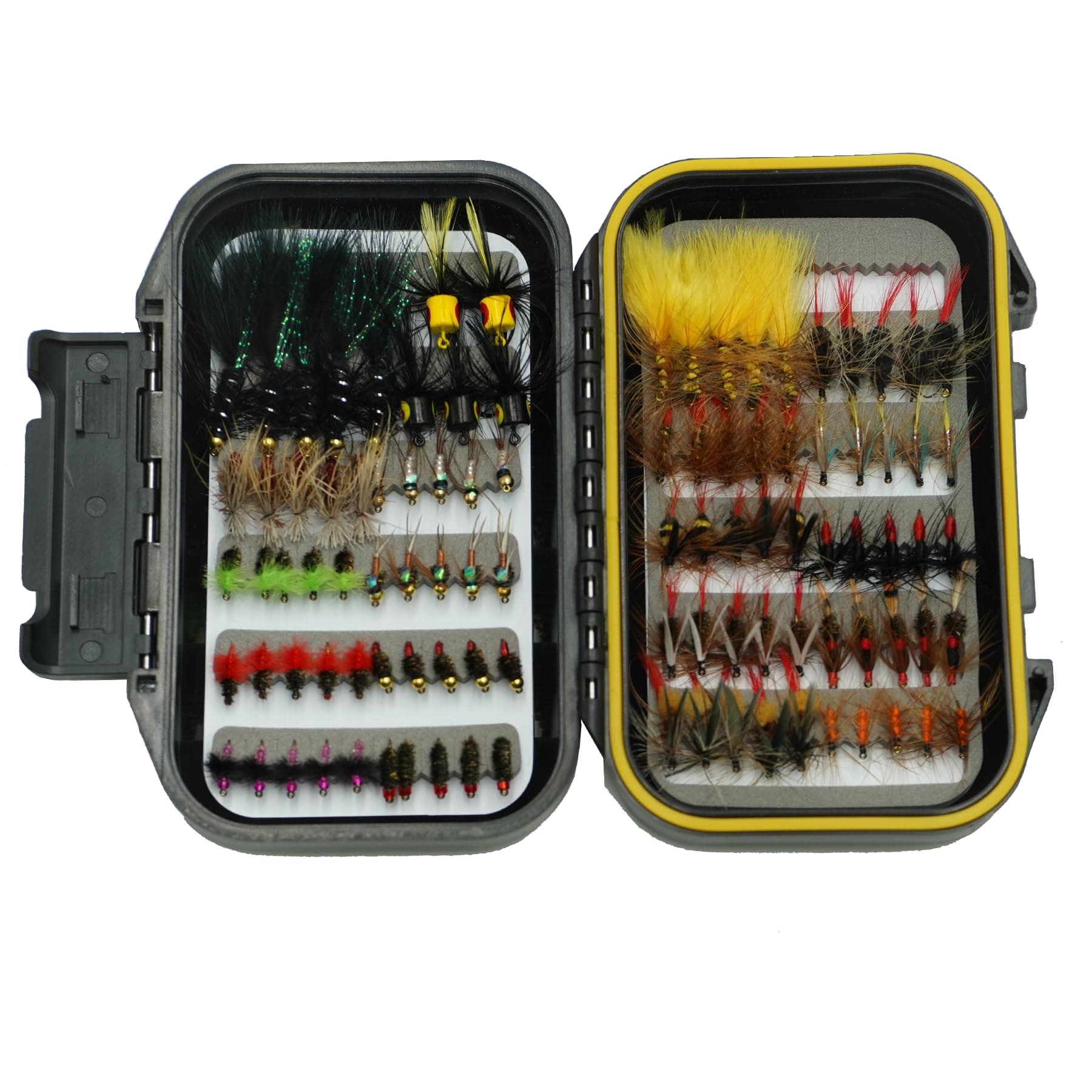 Fly Fishing Flies Assortment Kit with Fly Box, 100PCS Dry/Wet Tenkara Flies, Str - Image 1