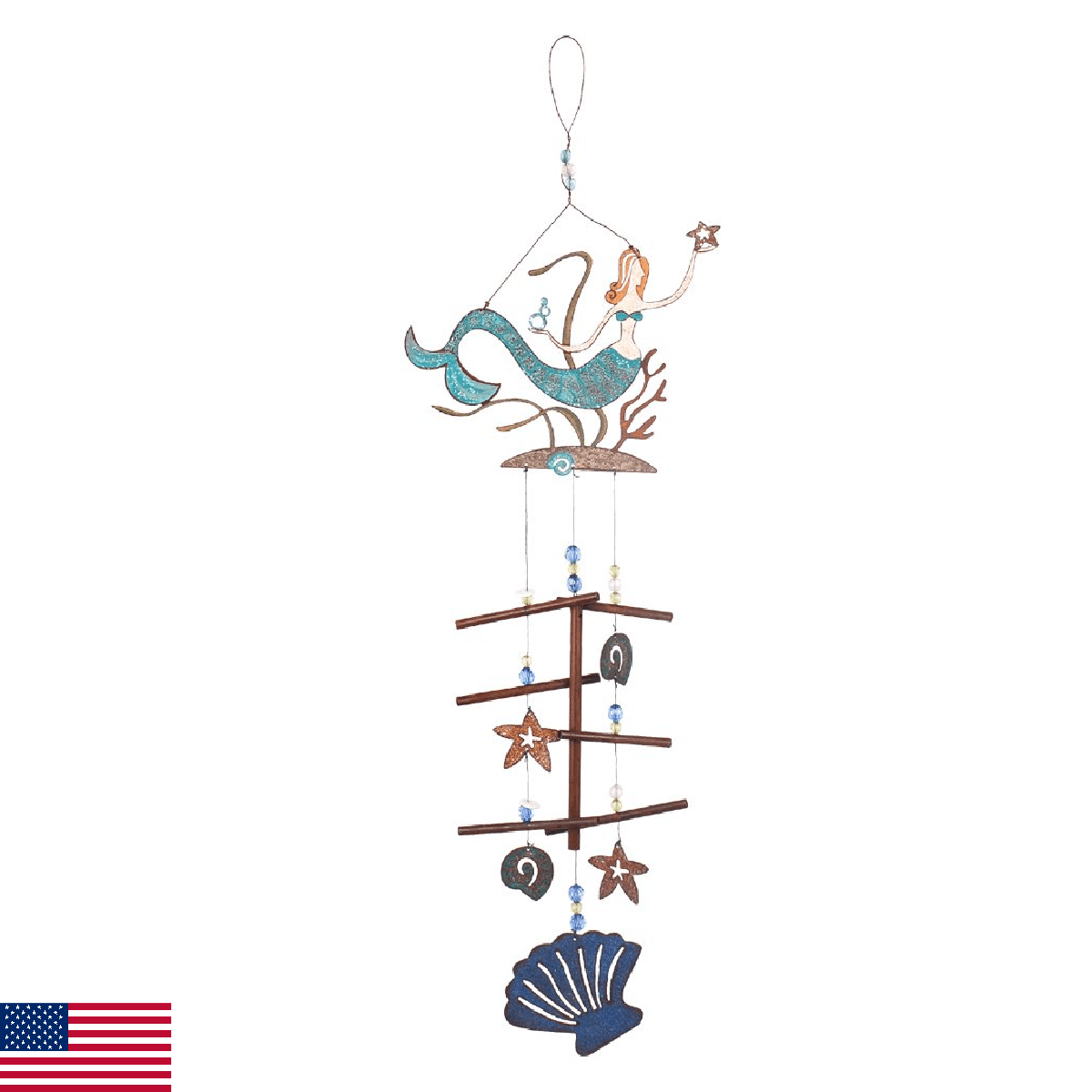 Sunset Vista Designs Mermaid Wind Chime - Land & Sea Collection 31" Metal - Image 1