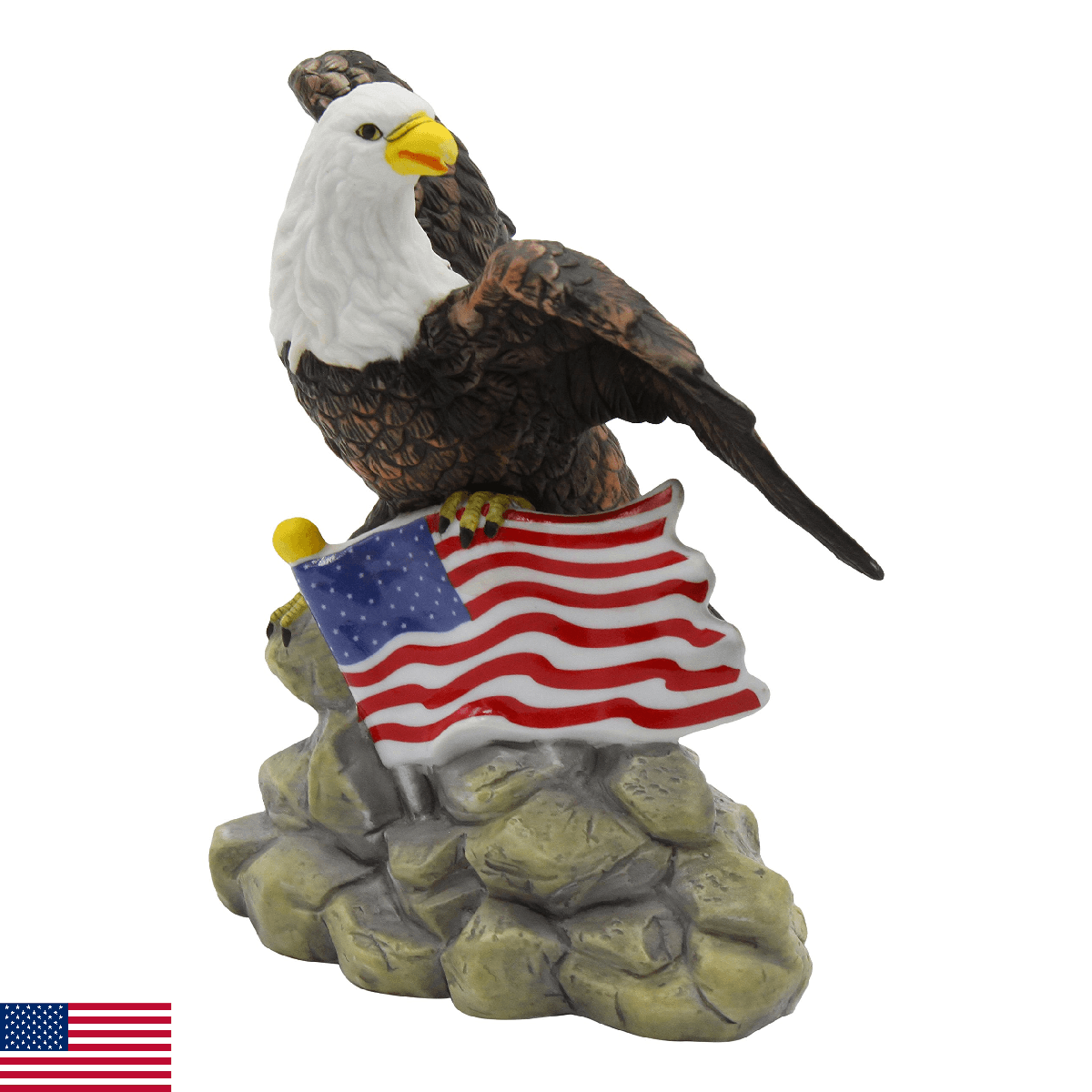 Cosmos American Eagle with Flag Decorative Figurine, Brown - Image 1