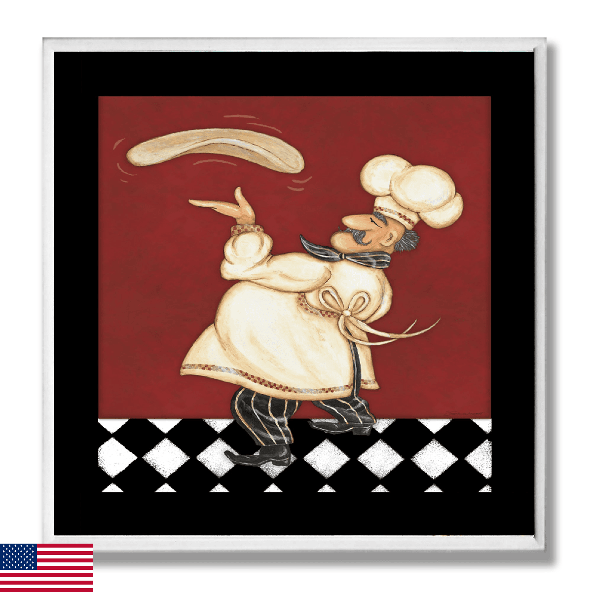 Stupell Home Décor Chef With Pizza Dough Wall Plaque, 12x12, Made in USA - Image 1