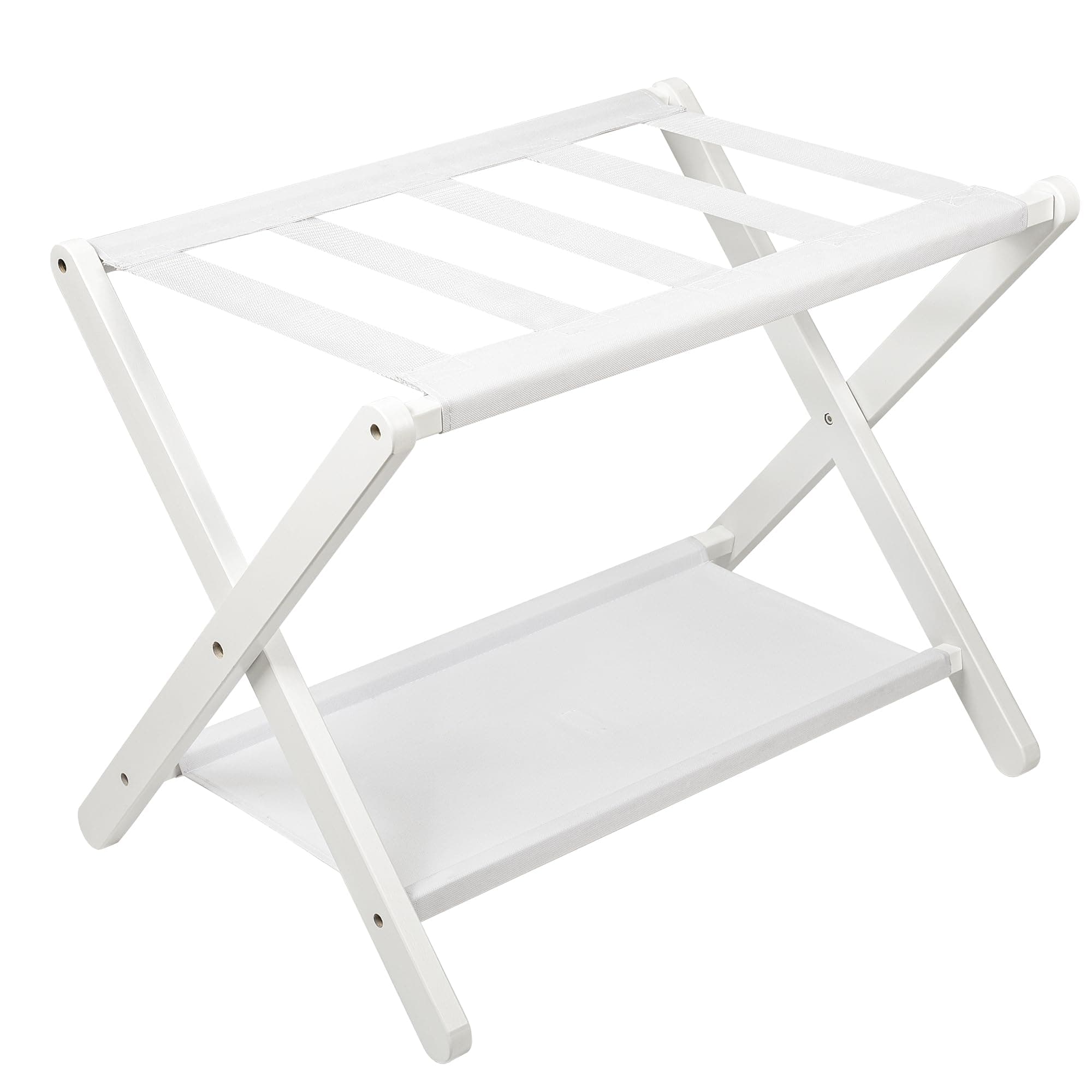 VASMIA Luggage Rack, Folding Suitcase Stand with Storage Shelf,Bamboo Luggage St - Image 1