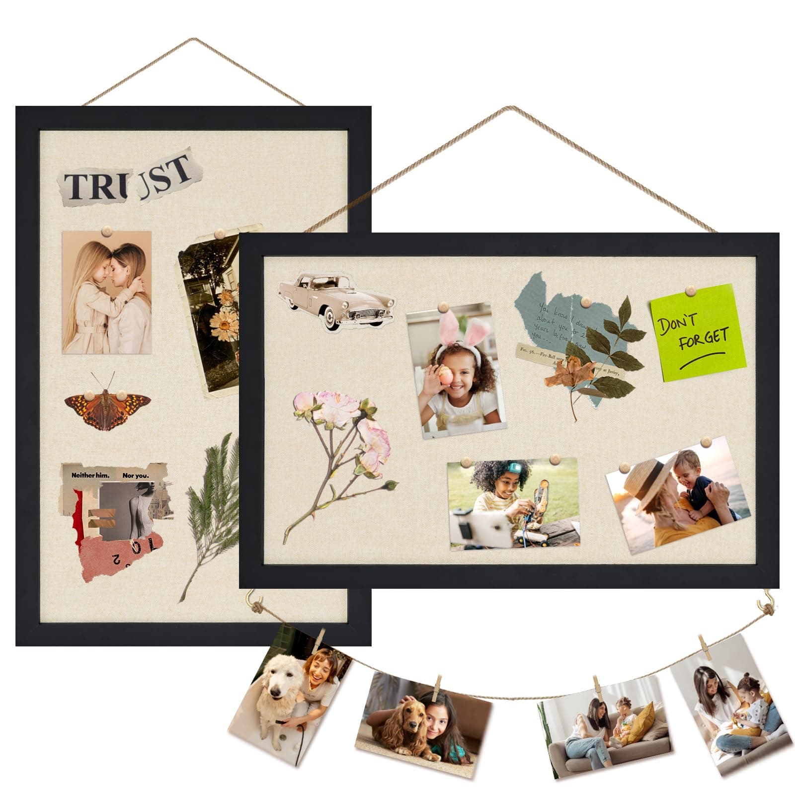 Egofine 16x11 Cork Bulletin Board with Linen & Wood Frame Pin Board Wall Decor - Image 1