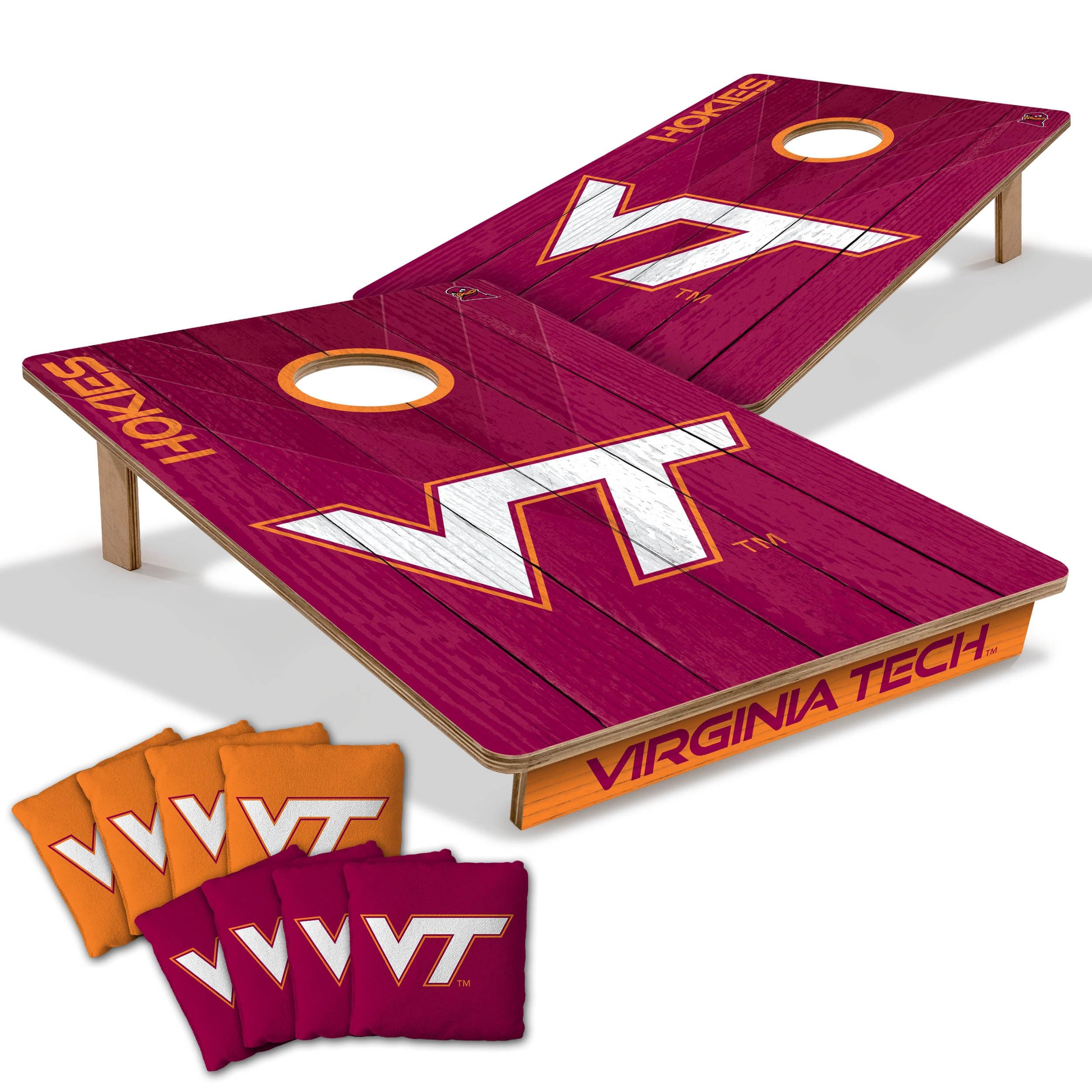 YouTheFan NCAA Virginia Tech Hokies 2’ x 3’ Wood Cornhole Game with Logo Bags - Image 1