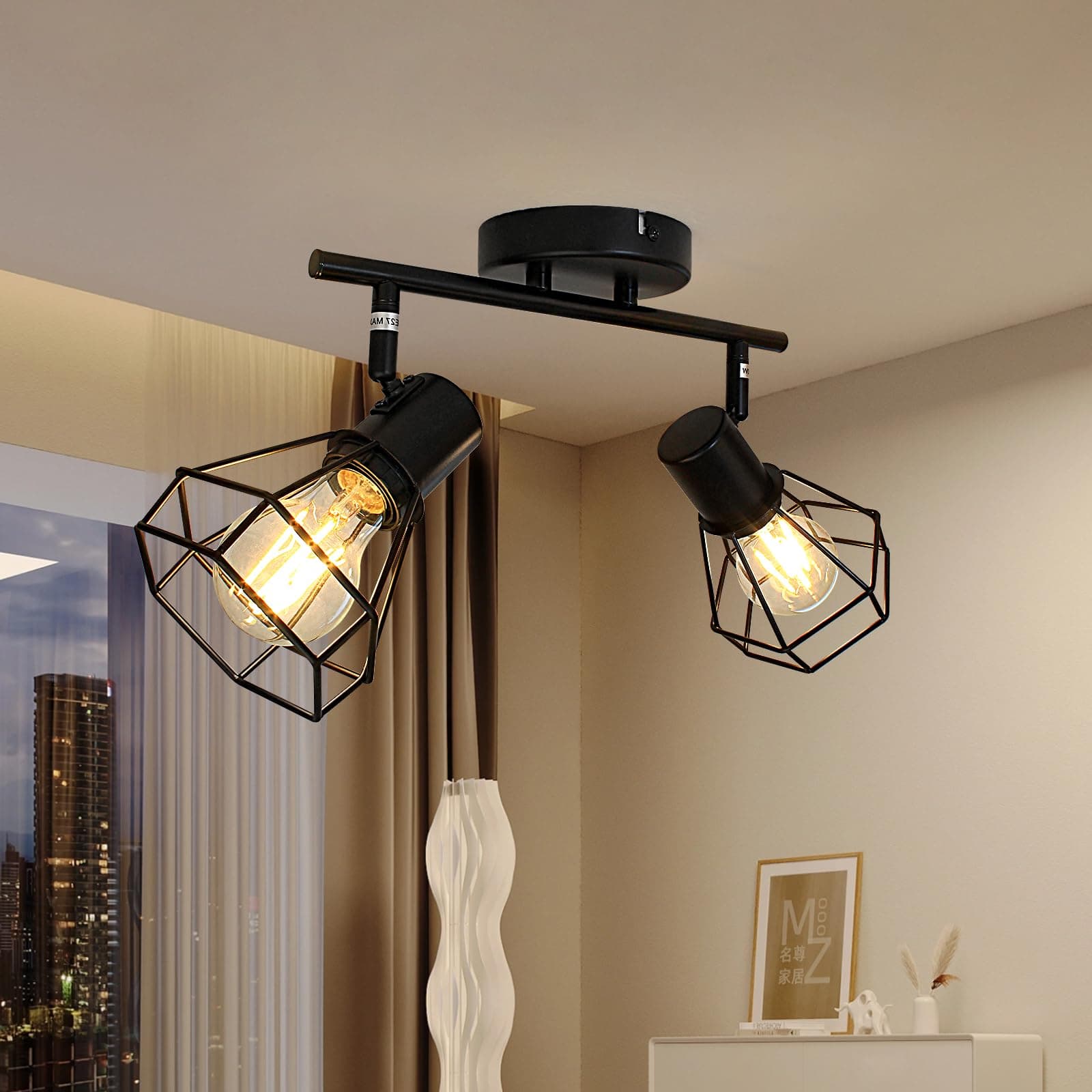 HiBay 2-Light Black Rotatable Track Lighting Fixture - Modern Ceiling Spotlights - Image 1