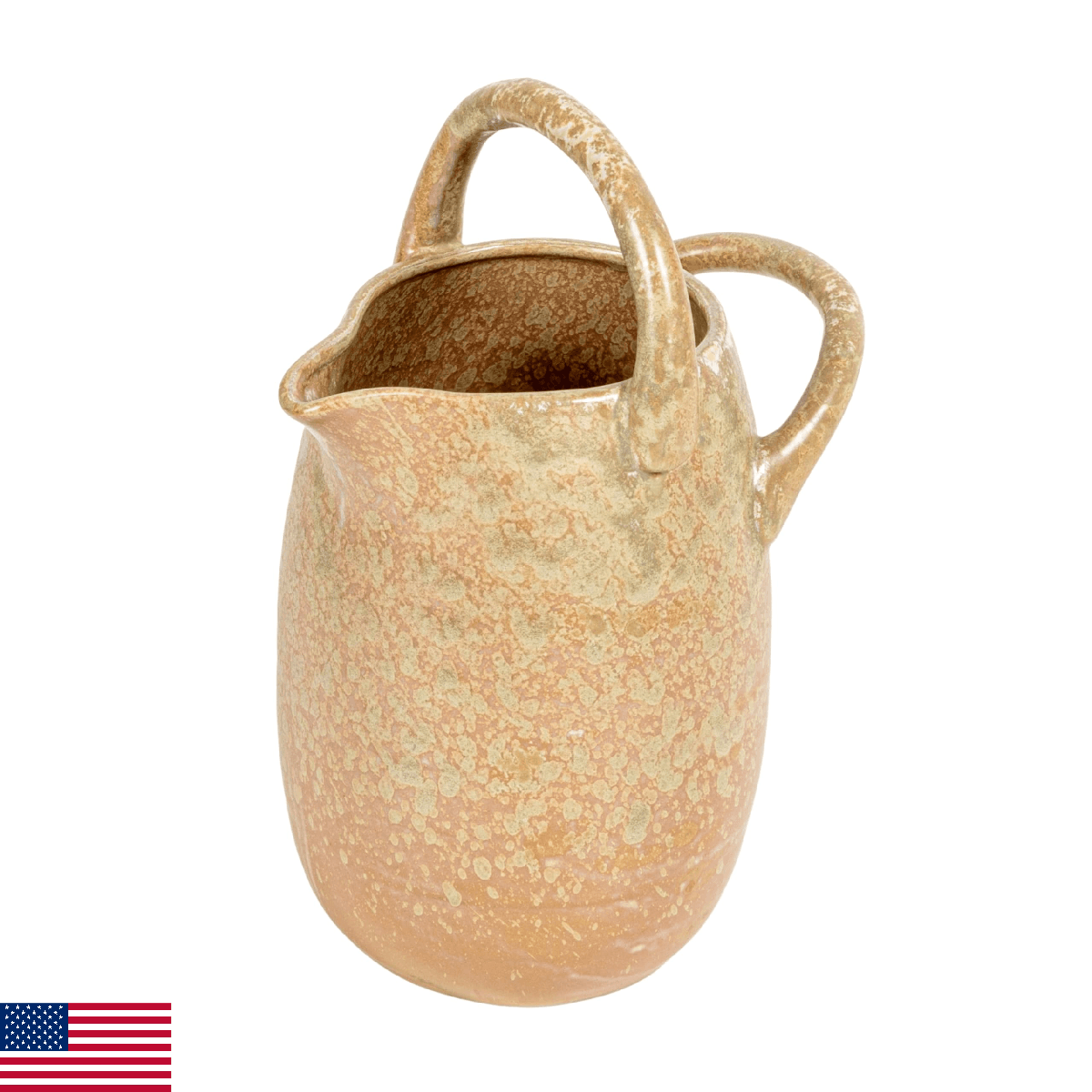 Creative Co-Op 80 oz. Stoneware Watering Pitcher w/ Handles, Reactive Glaze - Image 1