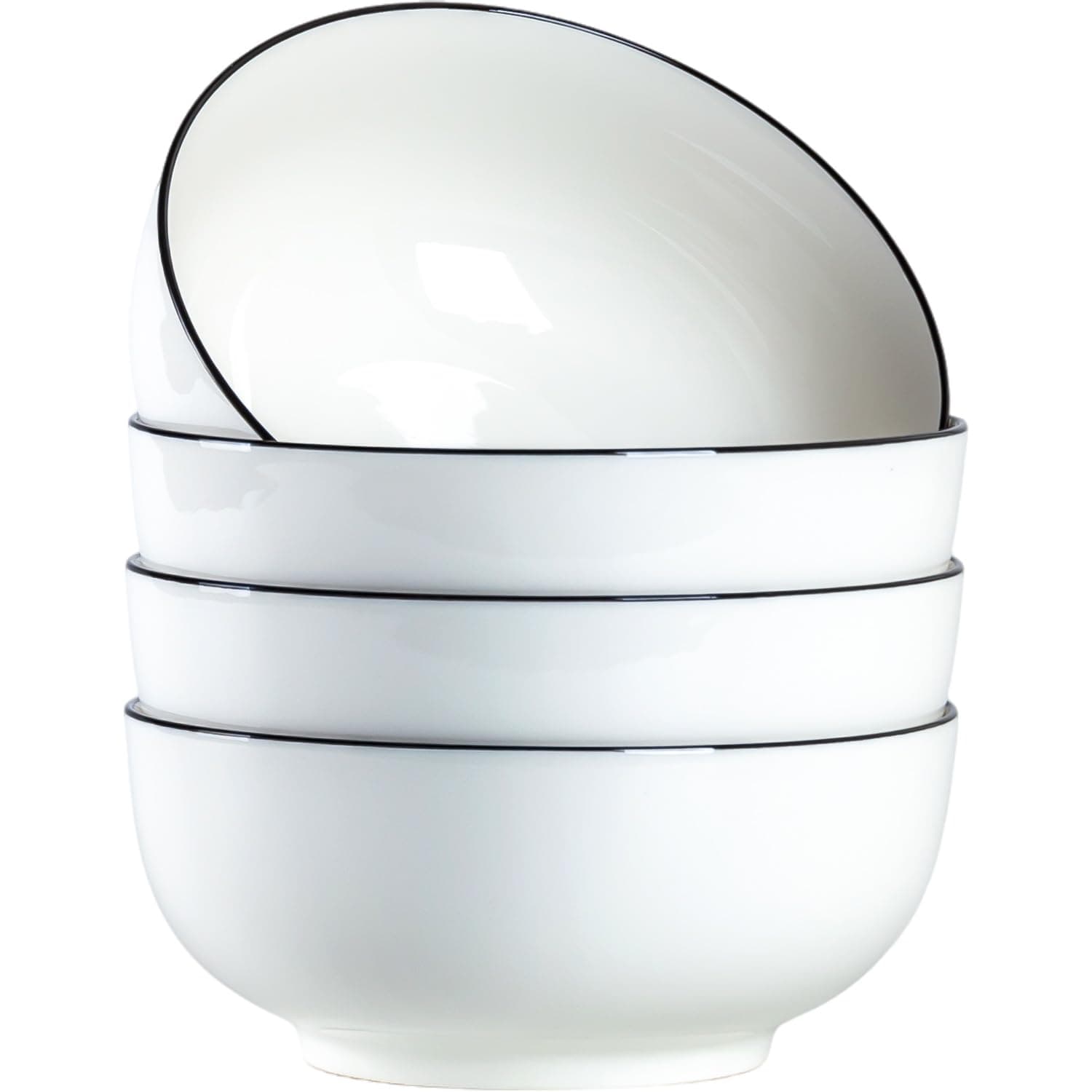 Dyware 40oz Large Off-White Porcelain Soup & Pho Bowls - 7-Inch Rimmed - Image 1