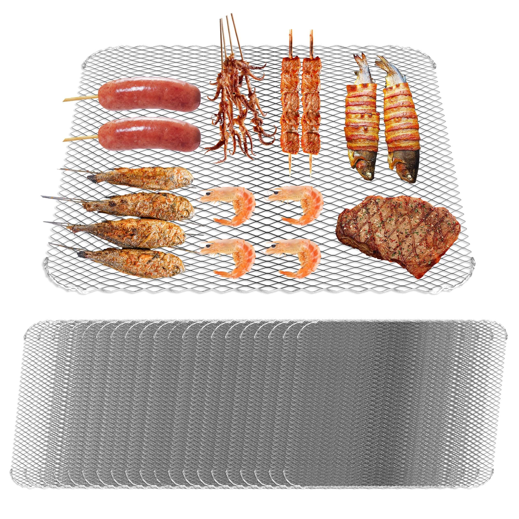 Grill Topper Set of 20, 16x12 Disposable Non-Stick Aluminum Grilling Mats - Image 1