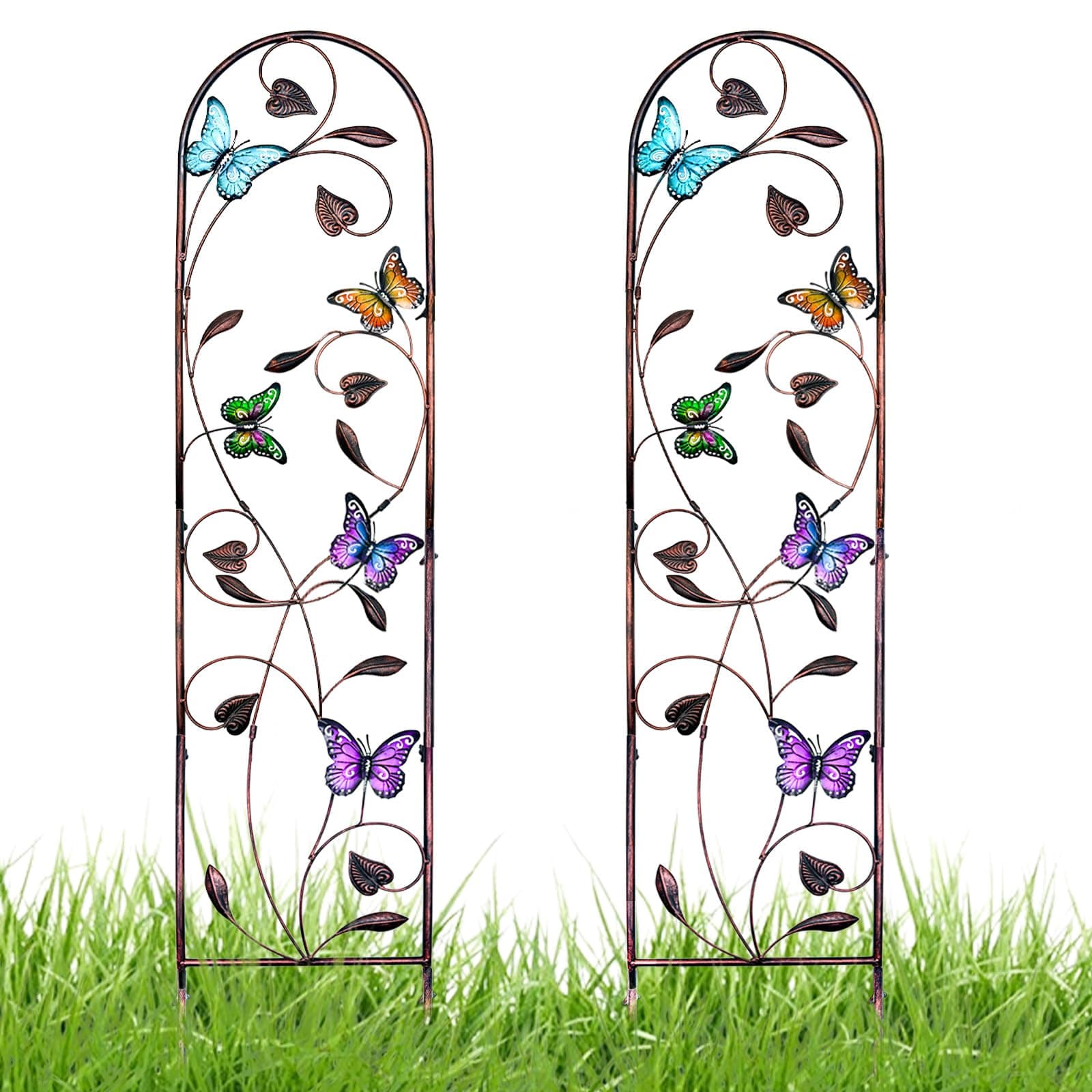 Aboxoo 2-Pack Butterfly Metal Garden Trellis for Climbing Plants Outdoor 45.5" - Image 1