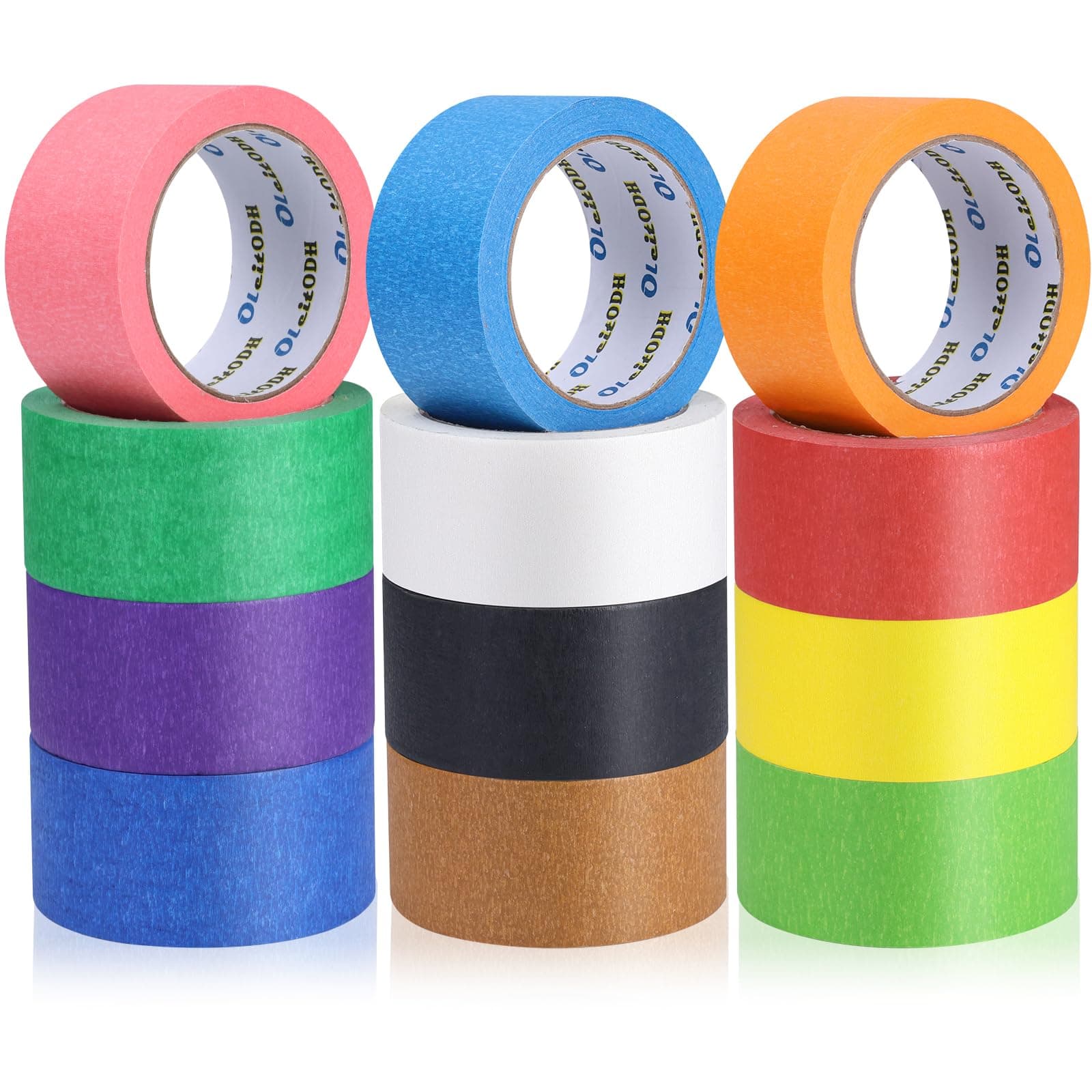 Oleitodh 12 Rolls Colored Masking Tape 2 Inch x 30 Yards Rainbow Painters Tape - Image 1