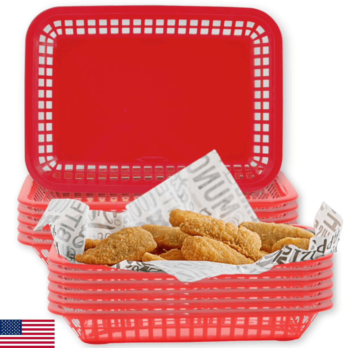 TableCraft C1077R Cash and Carry Grande Basket Red Platter Food Basket Durable S - Image 1
