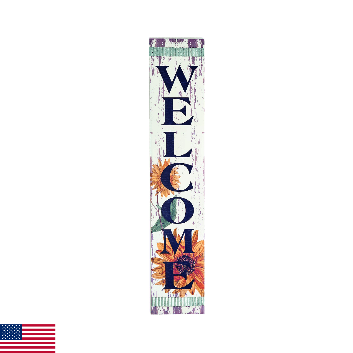 WORTH IMPORTS 47" Distressed Wood Sunflower Welcome Sign Porch Wall Decor - Image 1