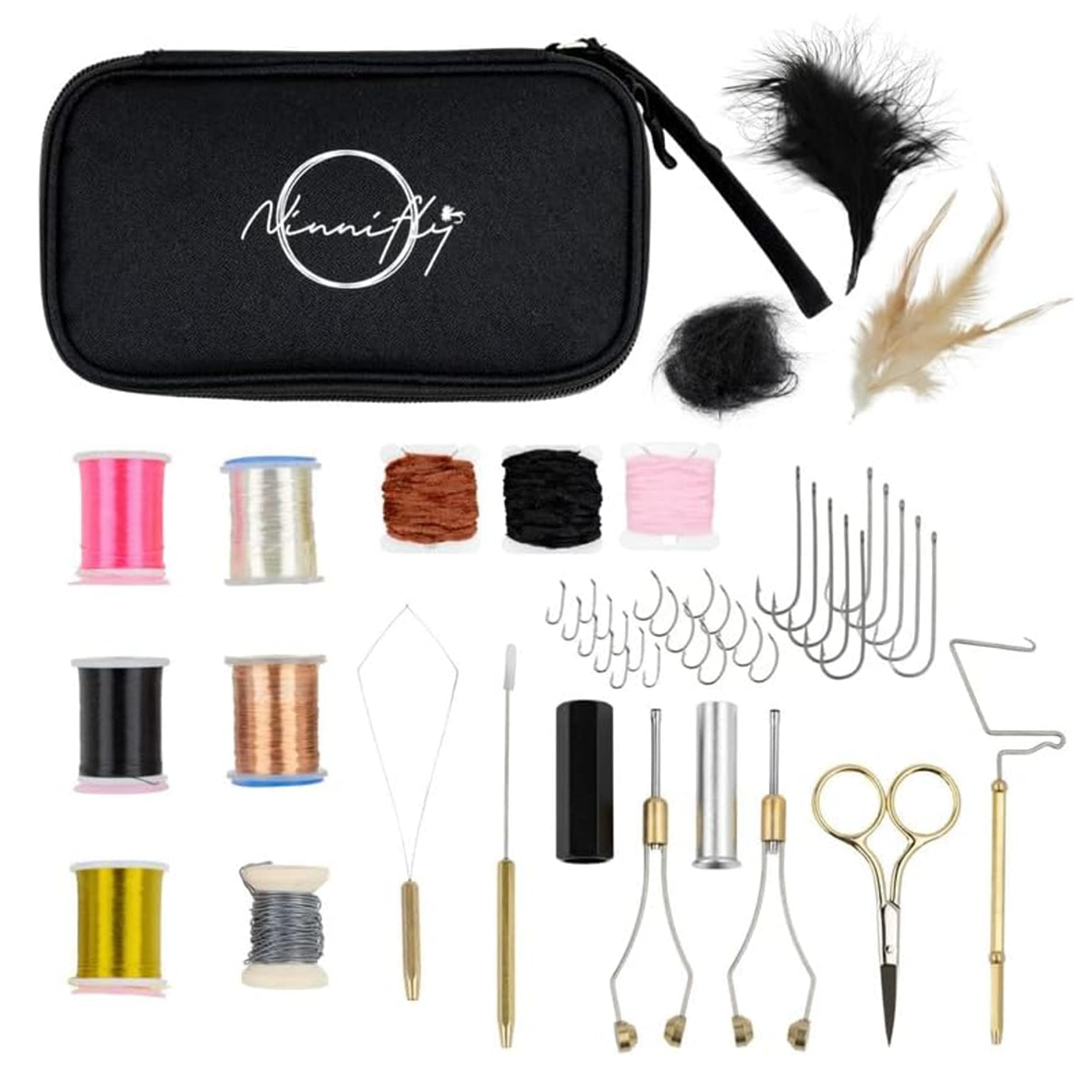 Fly Tying Kit for Beginners - Fly Tying Materials Kit w/100 Tool Pieces & Travel - Image 1