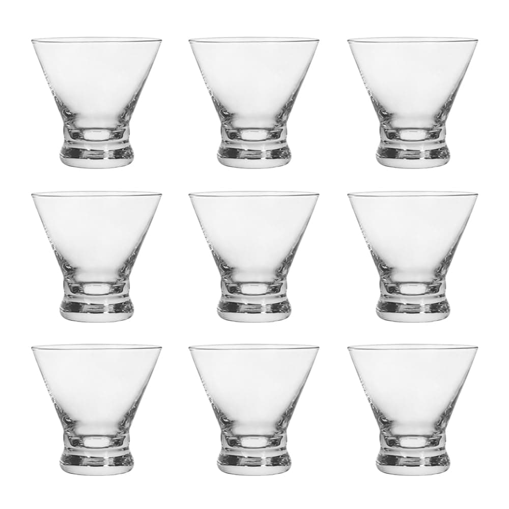 BTGLLAS 9-Pc 8oz Stemless Martini Glasses - Ultra-Clarity Crystal Cocktail Set - Image 1