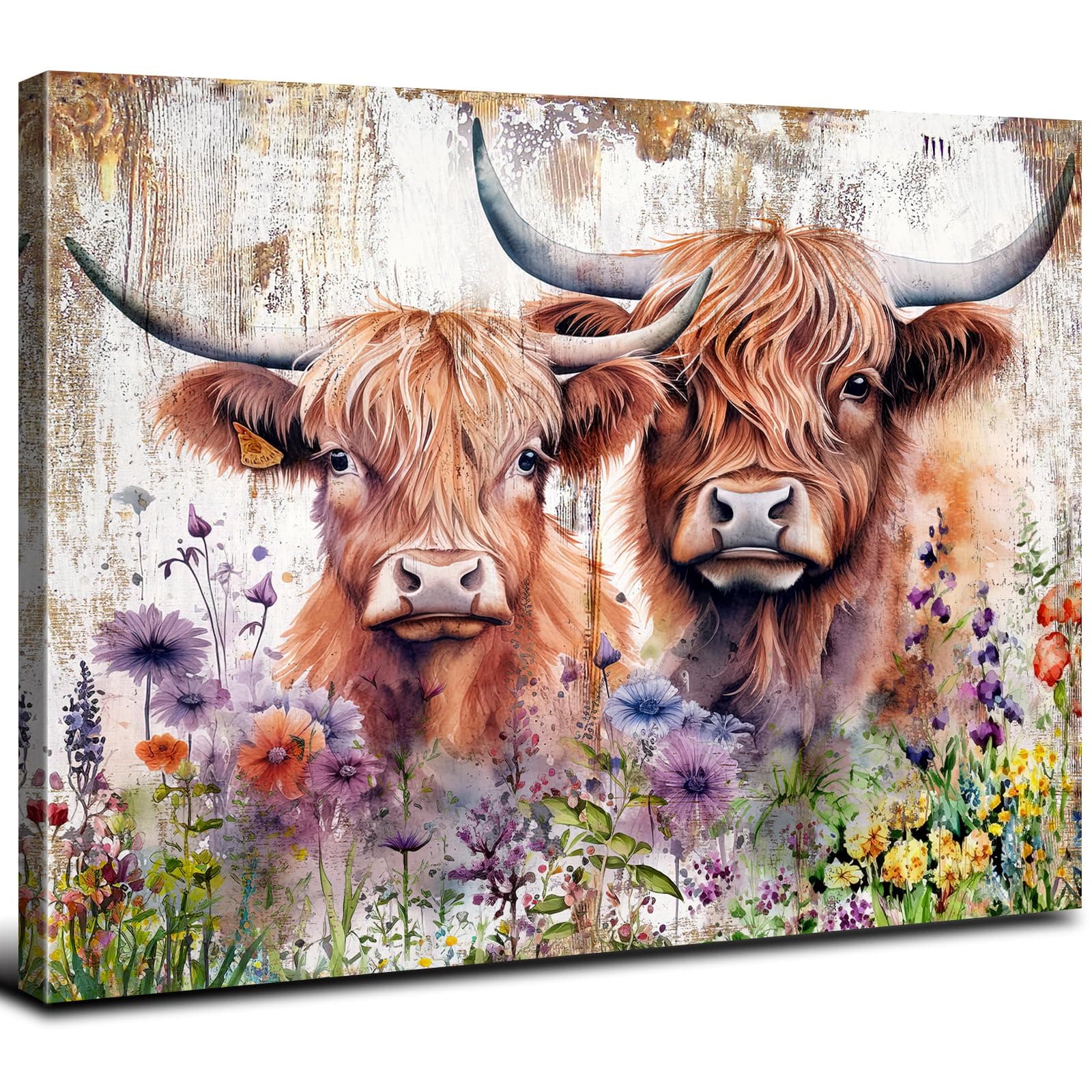 Highland Cow Wall Art Rustic Farmhouse Nursery Decor Animal Print 20x30" - Image 1