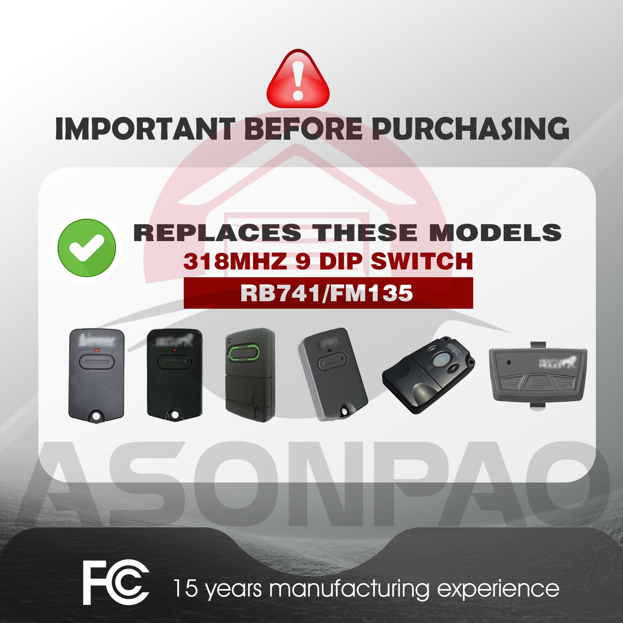 4X Mighty Mule GTO Gate Opener Remote FM135 MMT103 RB741 10-Yr Warranty - Thumbnail 2