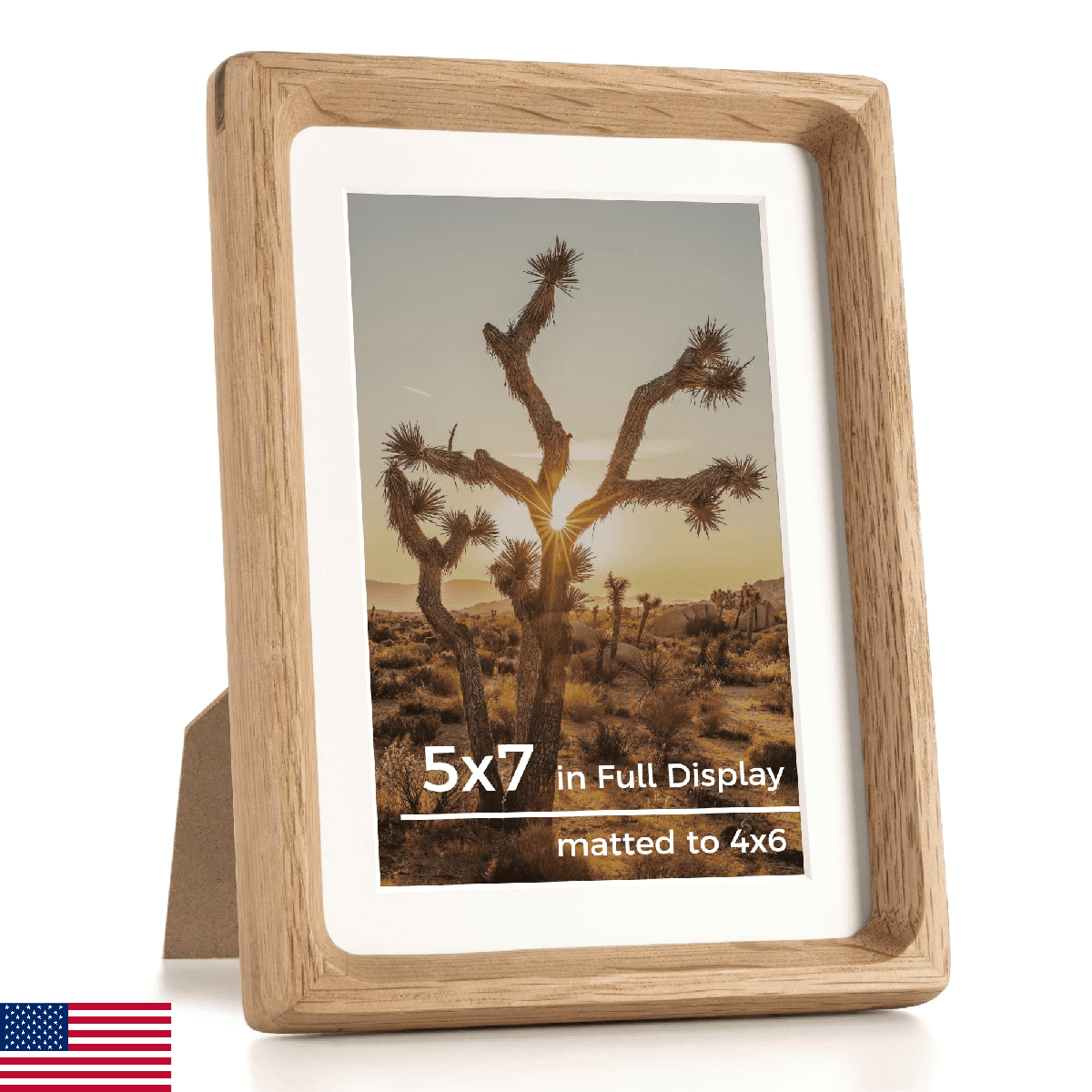 RICHFOCUS 5x7 Picture Frame USA-Sourced Natural Oak Solid Wood Photo Frame Handc - Image 1