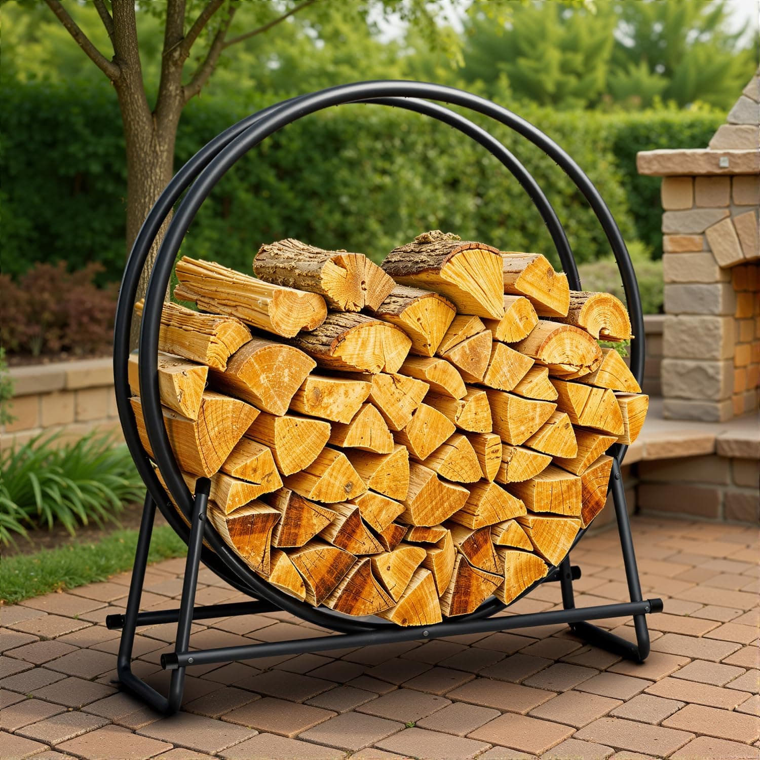 IDZO 41" Firewood Rack, 400lbs Capacity, Rust-Resistant Steel, Black Wood Storag - Image 1