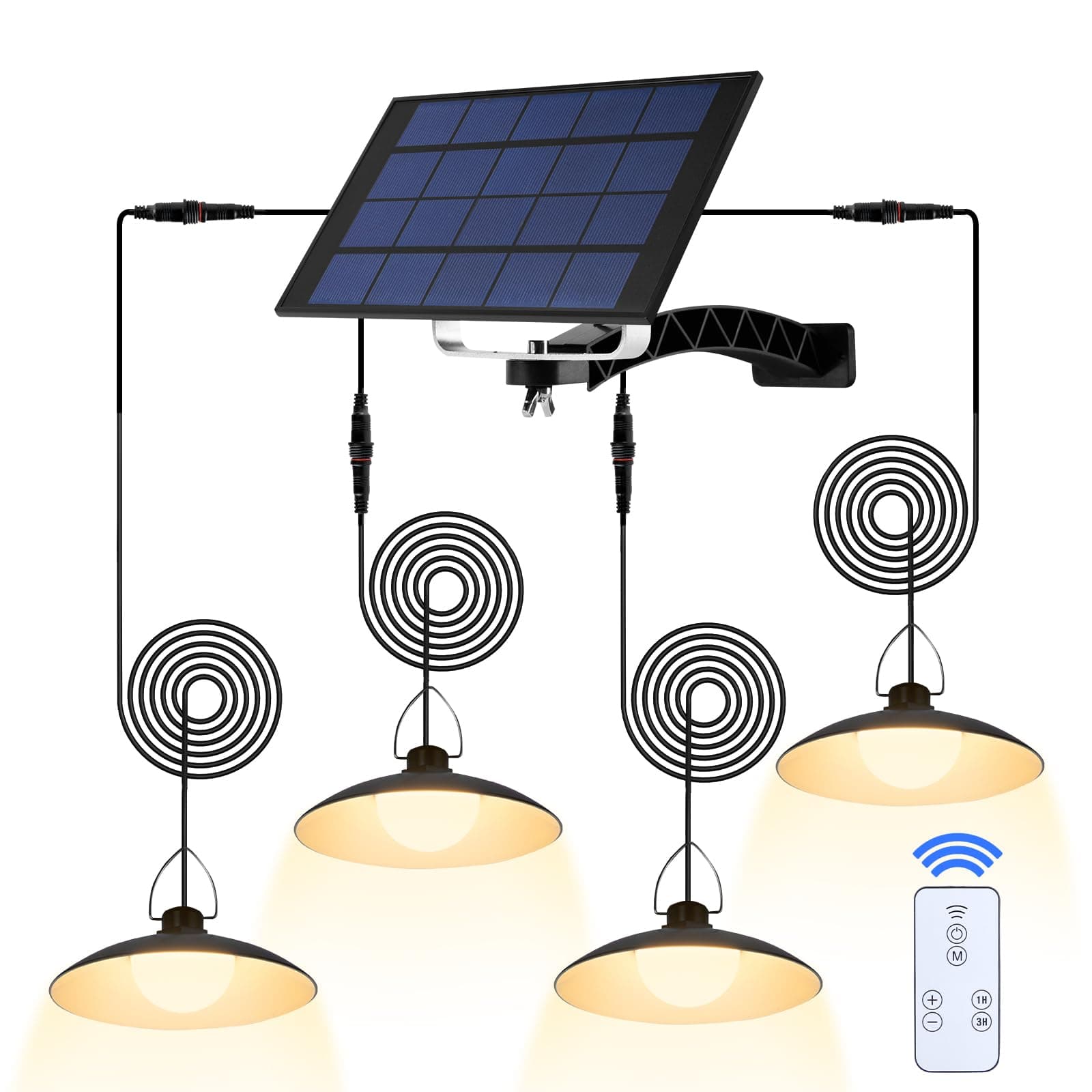 STARNOONTEK 4 Heads Pendant Solar Shed Light, IP65 Waterproof Warm White Shed In - Image 1