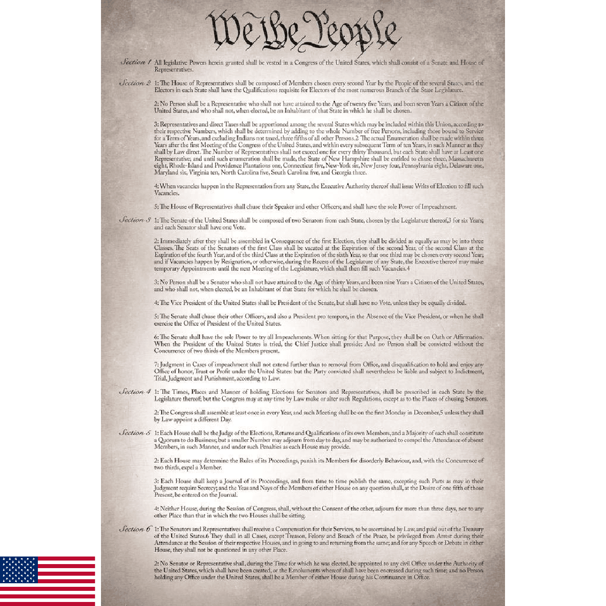 Constitution of The United States Poster US America History Readable Version For - Image 1