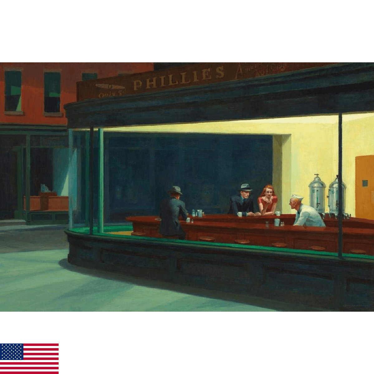 Nighthawks Edward Hopper 1942 Painting 36x24 Wall Art Print Poster - Image 1