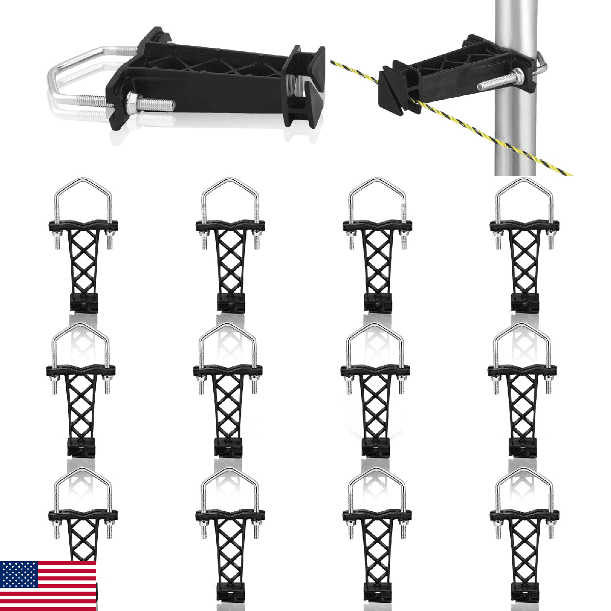 Tondiamo 12 Pcs Electric Fence Tube Post Insulators T-Post For Wire & Rope - Image 1