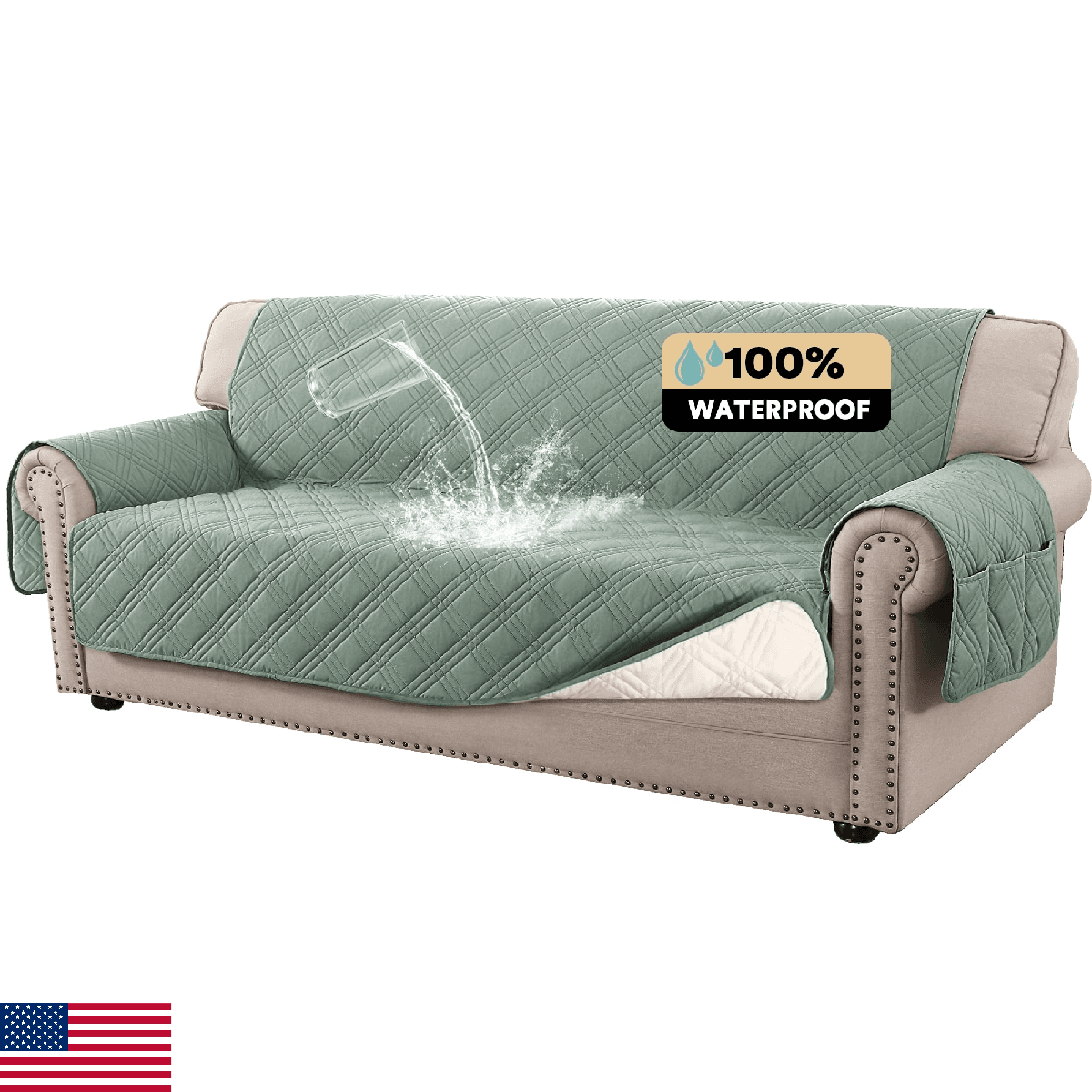 PrinceDeco Waterproof Sofa Cover for Pets - Washable 3 Cushion Couch Protector - Image 1