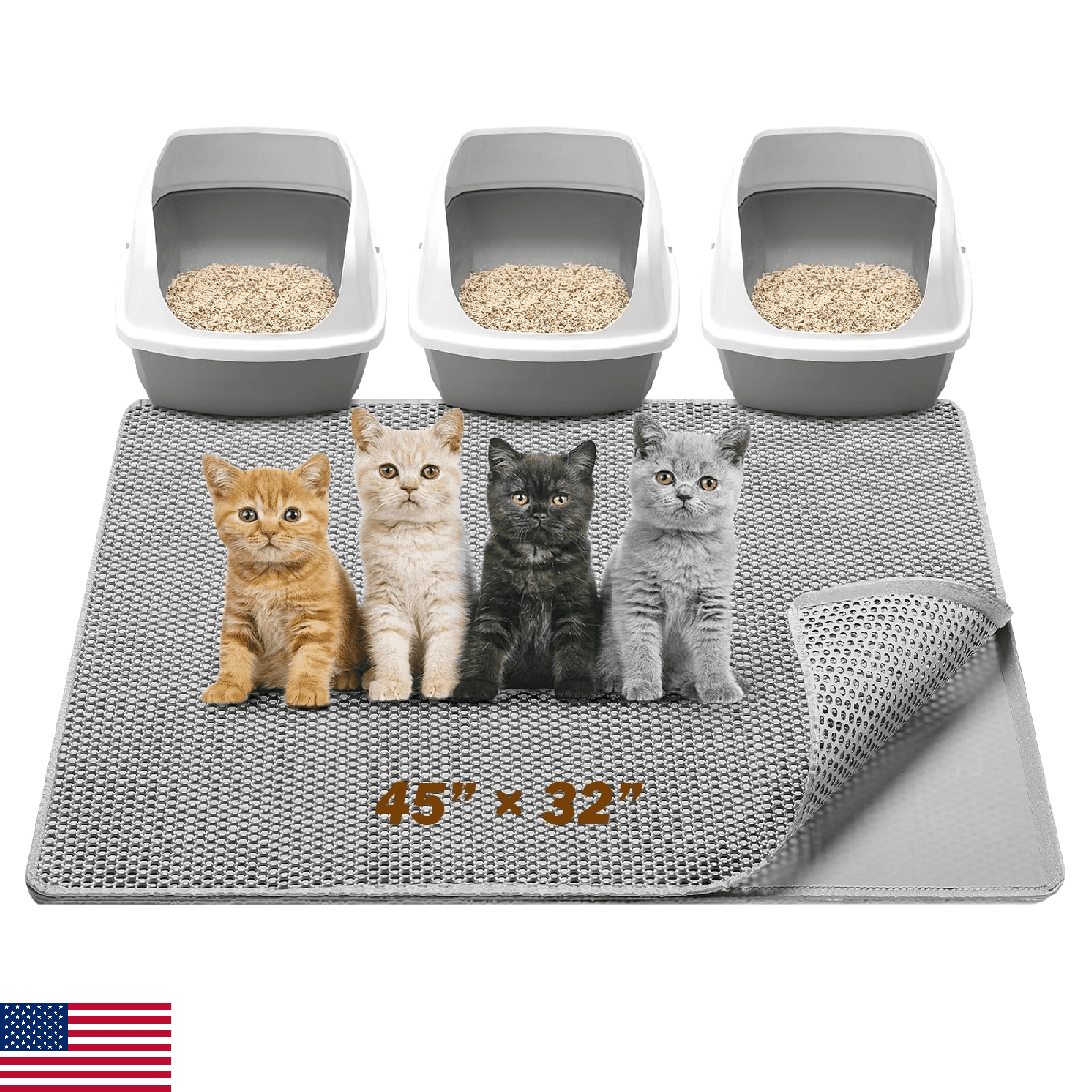 TidyNuts Cat Litter Mat 45x32 Large Honeycomb Double Layer Waterproof Washable E - Image 1