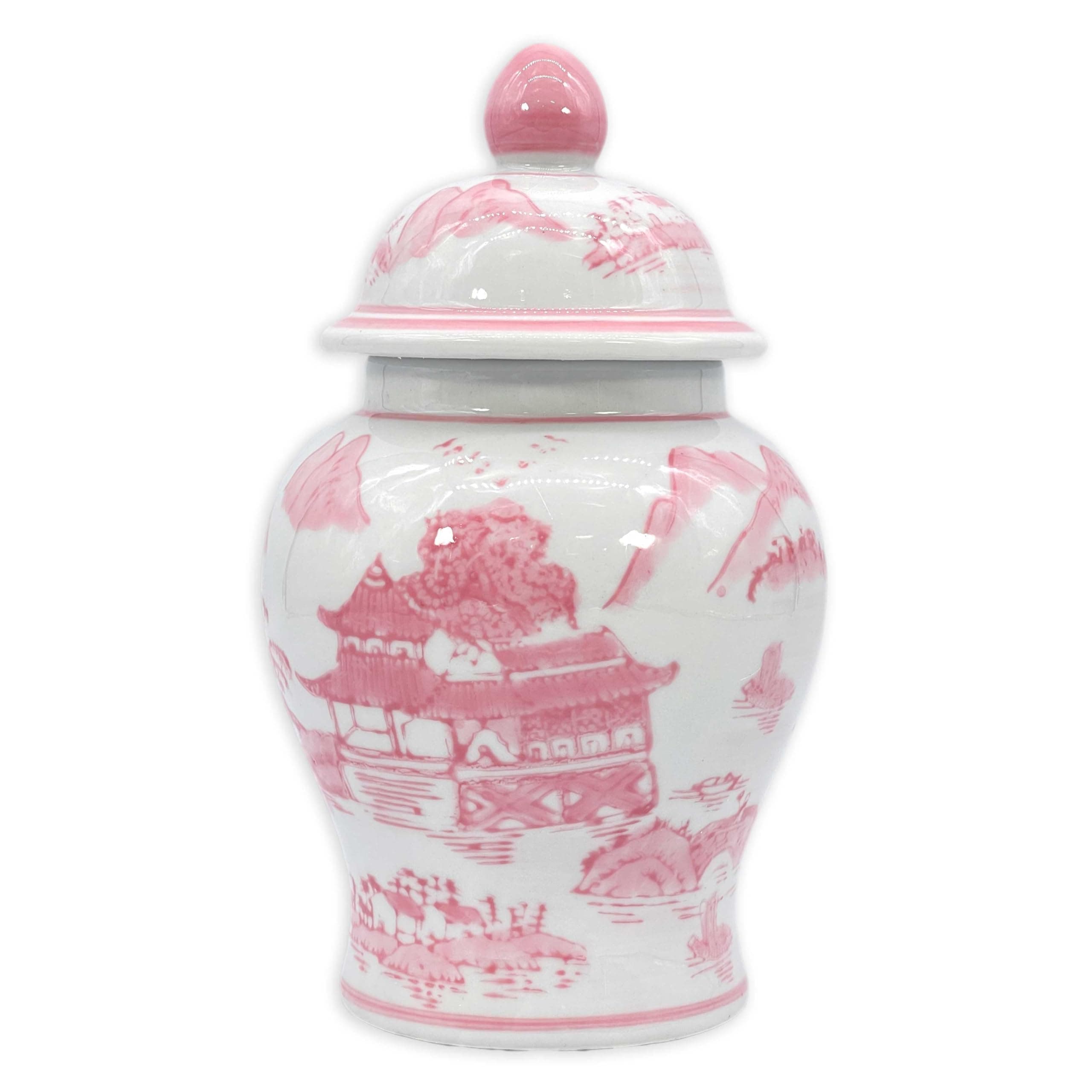 Galt International 8" Ceramic Ginger Jar w/ Lid - Classic Chinese Style - Image 1
