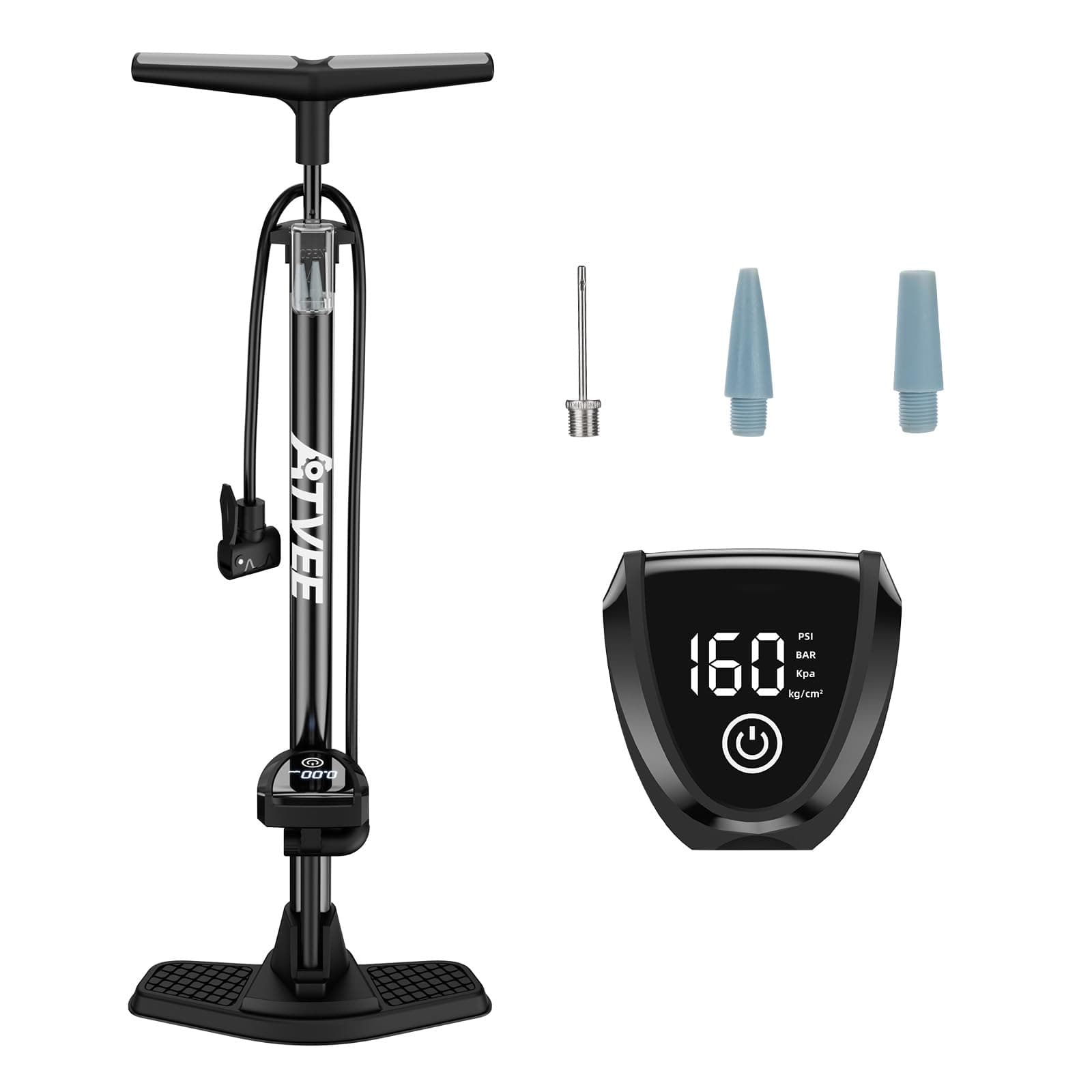 Bike Pump with Electronic Screen, 25” Height, 160 PSI for Bicycles & More - Image 1