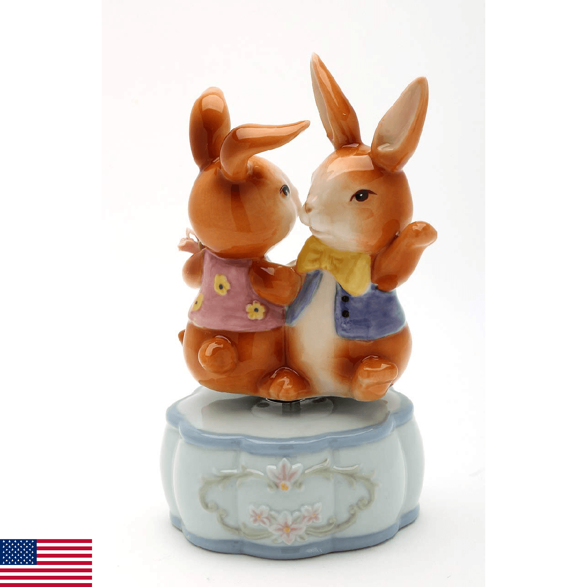 Cosmos Gifts 20925 Fine Porcelain Dancing Best Friends Bunny Rabbit Musical Figu - Image 1