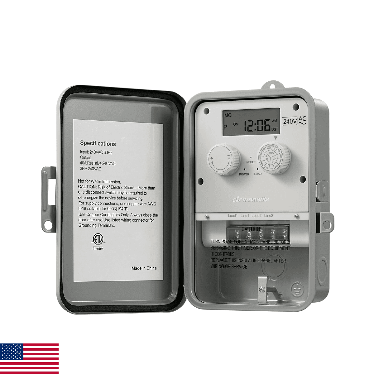 DEWENWILS Outdoor Digital Pool Pump Timer, 3HP 40A 240VAC, 7-Day, 12 ON/OFF - Image 1