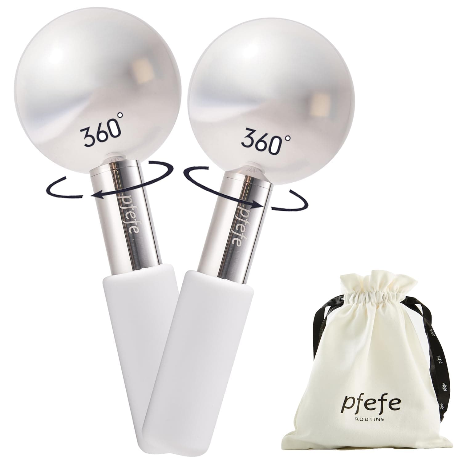 Pfefe 360 Rotating Ice Globes for Face & Eyes - Stainless Steel Cryo Facial Mass - Image 1