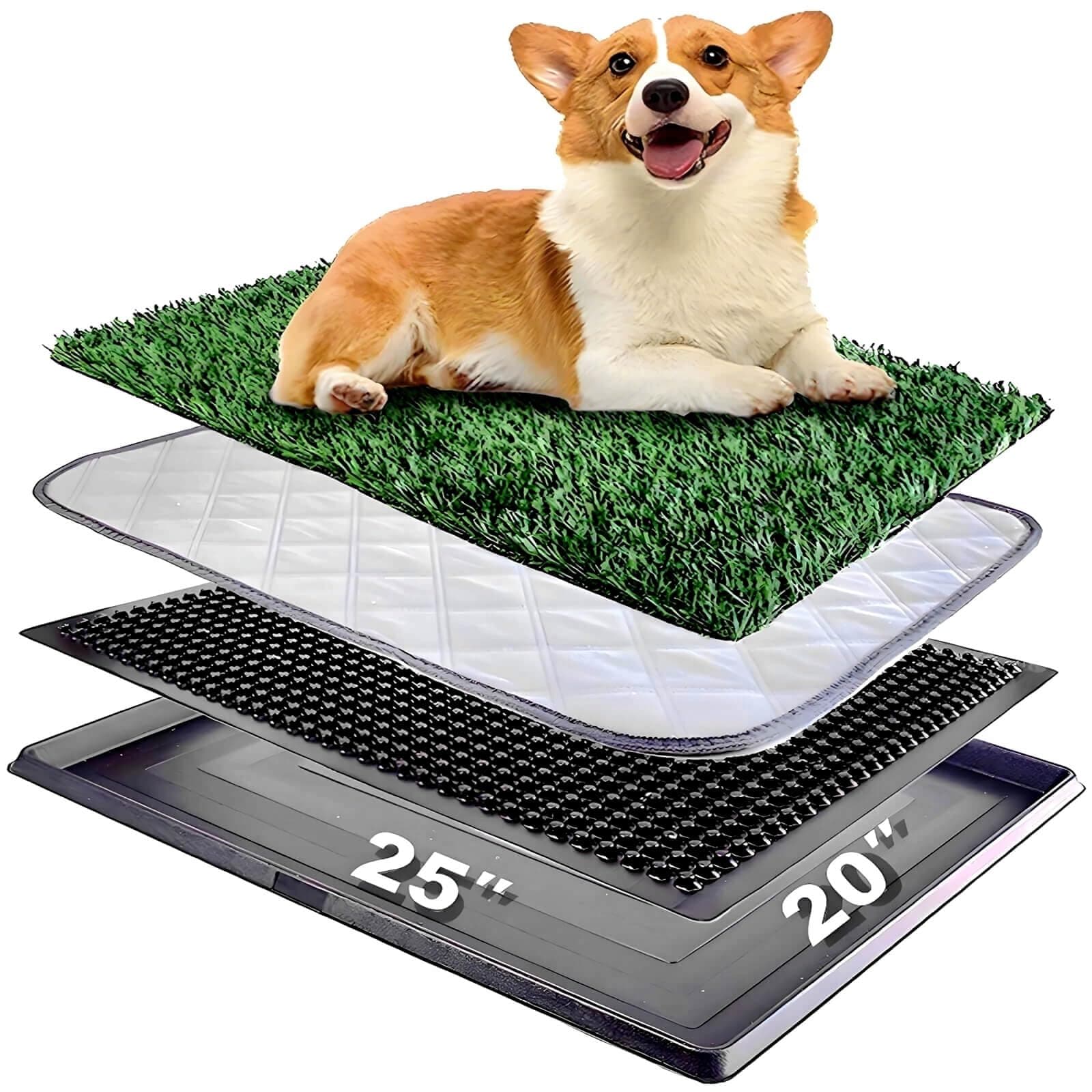 ELLOTY Dog Grass Pad with Tray 25"X20" - Artificial Turf Pet Potty for Apartment - Image 1