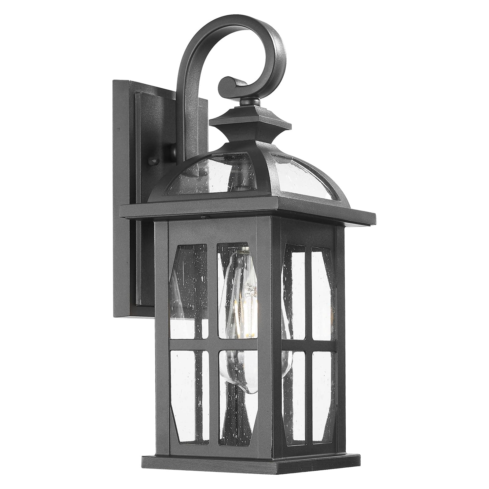 Darkaway Outdoor Wall Lights, Exterior Light Fixture with Seeded Glass, Aluminum - Image 1