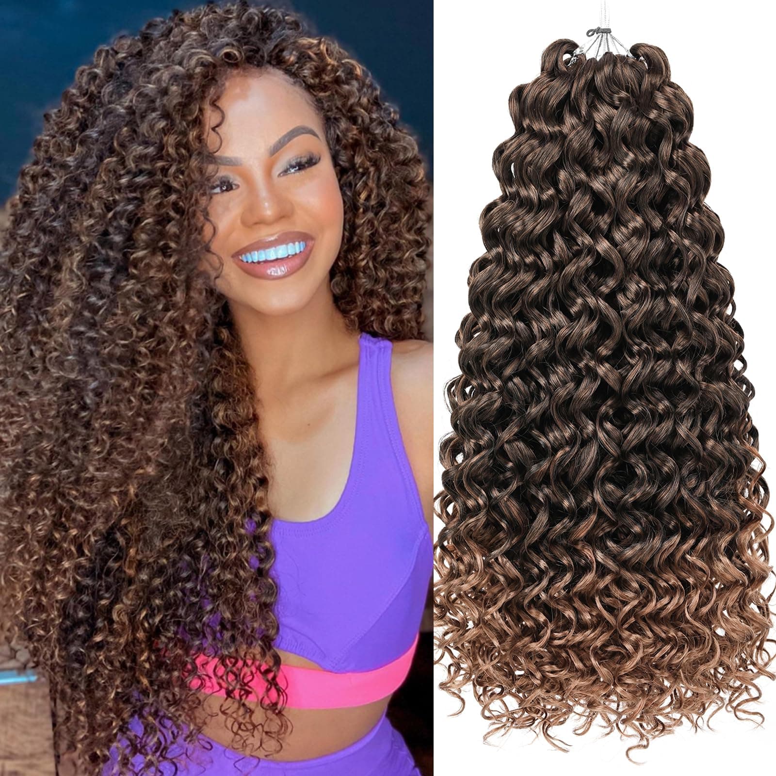Unionbeauty 8x 18" GoGo Curl Ocean/Water Wave Crochet Hair Braids - Image 1