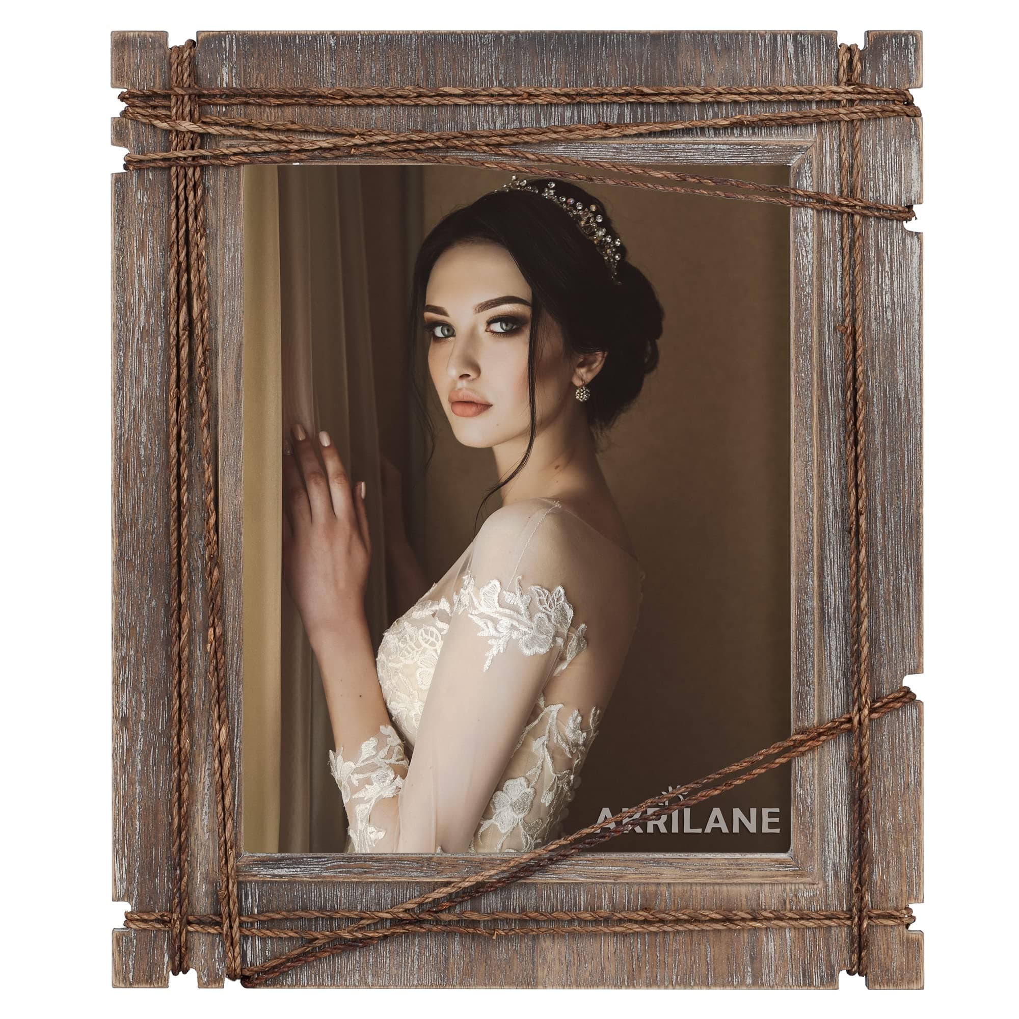 AKRILANE 8.5x11 Wood Rustic Distressed Vintage Picture Frame Wall or Tabletop - Image 1