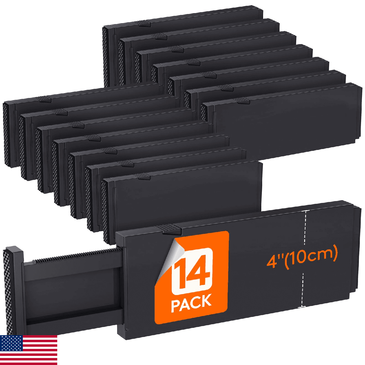 Lifewit 14 Pack Drawer Dividers 4" High, 11-17" Adjustable Drawer Organizers - Image 1