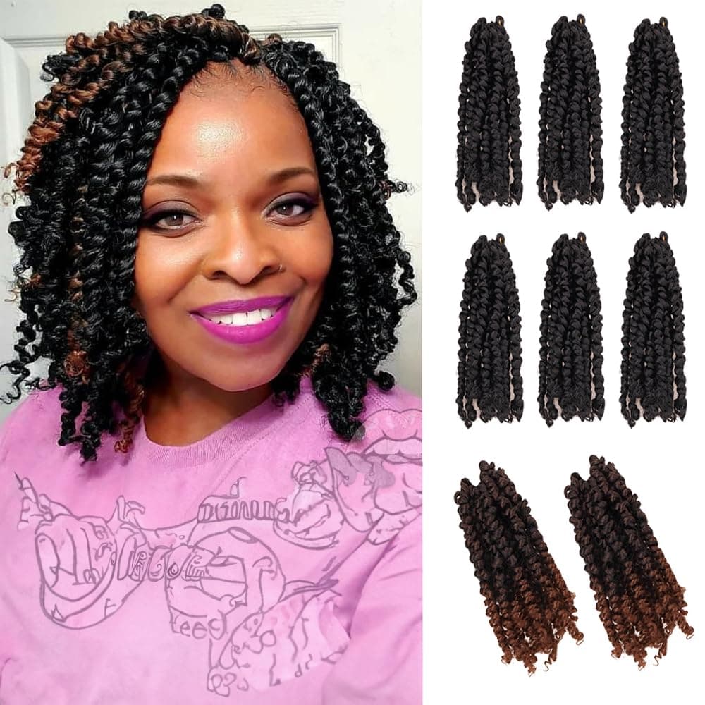 8 Inches 8 Packs Passion Twist Crochet Hair Mixed Color Pre-twisted Pre Looped S - Image 1