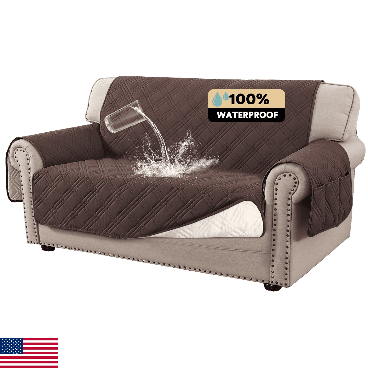 PrinceDeco Waterproof Loveseat Sofa Cover 48" Washable Furniture Slipcover - Image 1