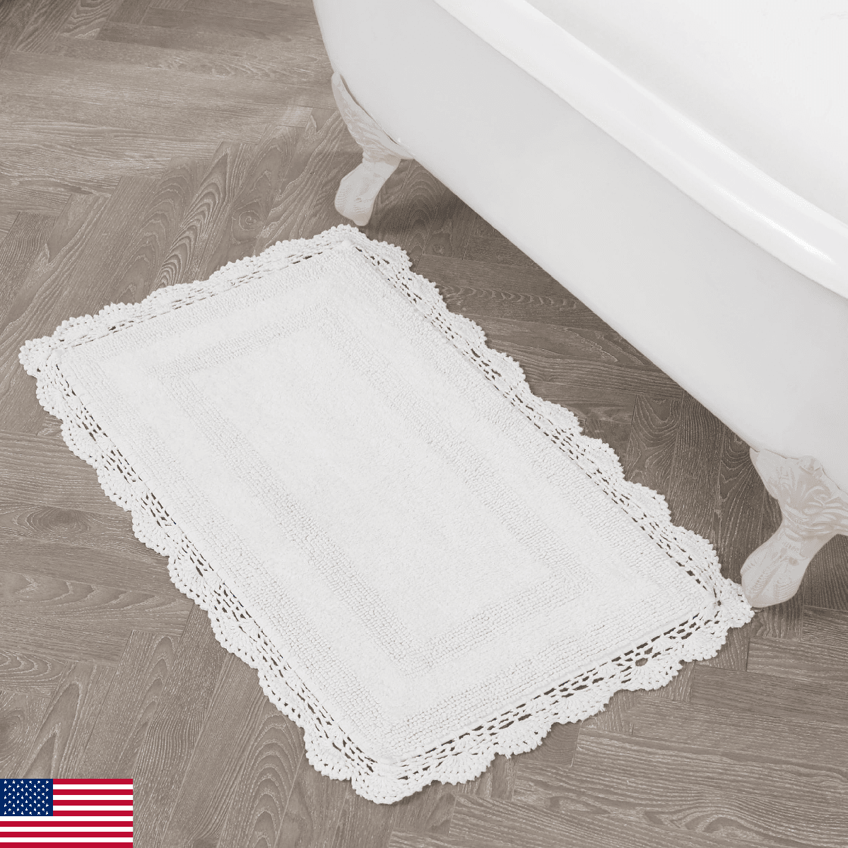 Laura Ashley Absorbent Bath Mat Reversible Crochet Soft and Plush Bathroom Mat 1 - Image 1