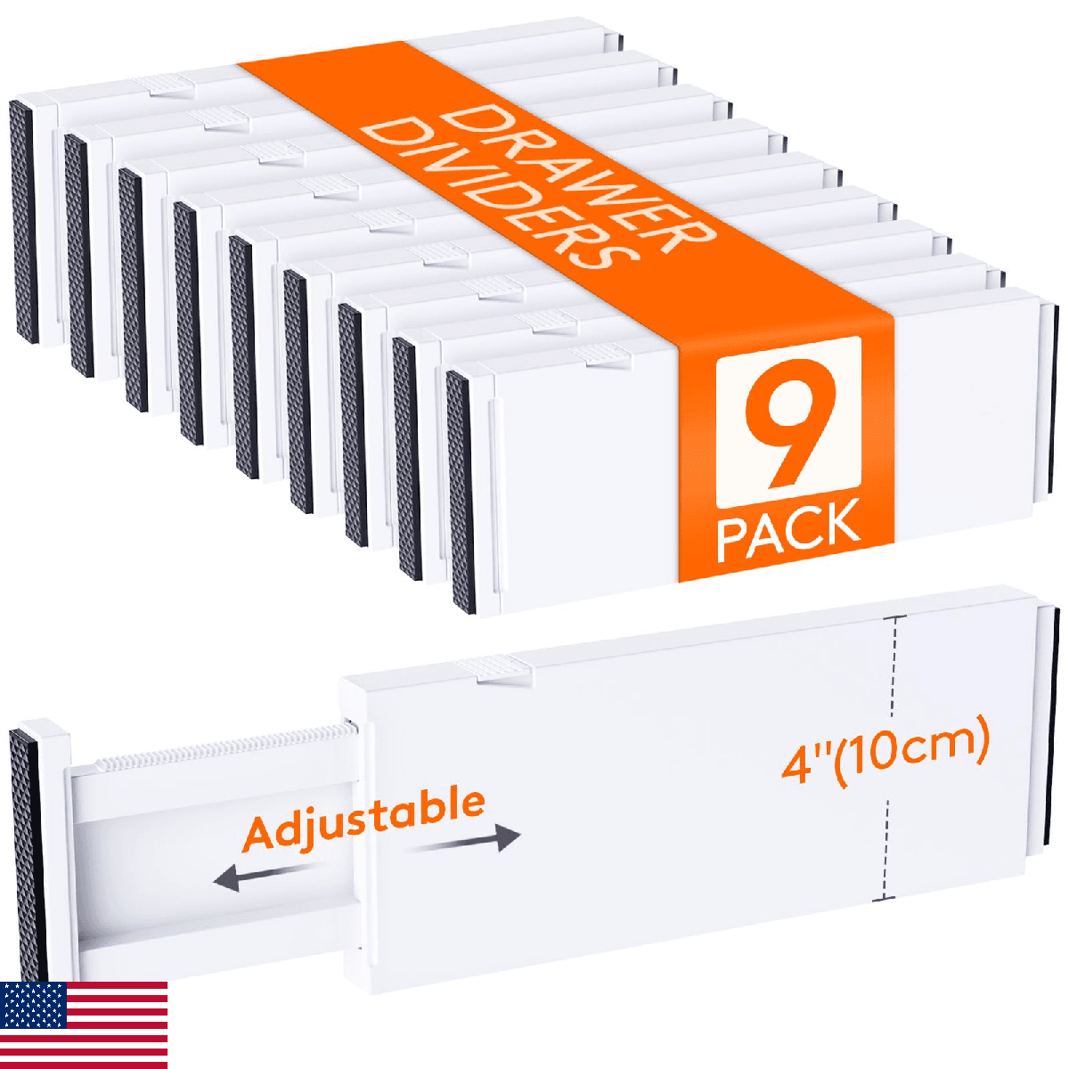 Lifewit 9 Pack 4" High Drawer Dividers, 11-17" Adjustable Organizers - Image 1