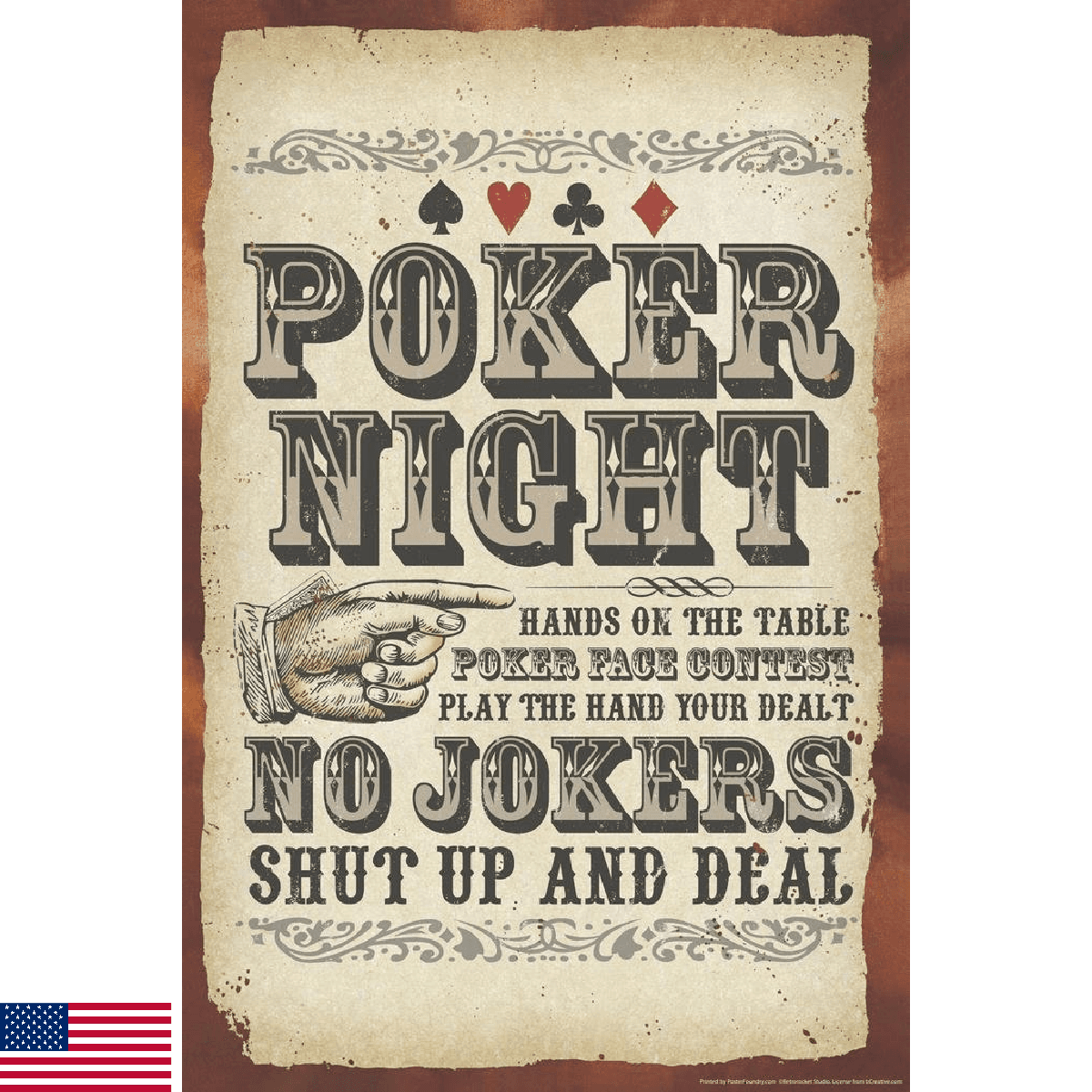 Poker Night No Jokers Cool Wall Art Print Poster 24x36 - Image 1