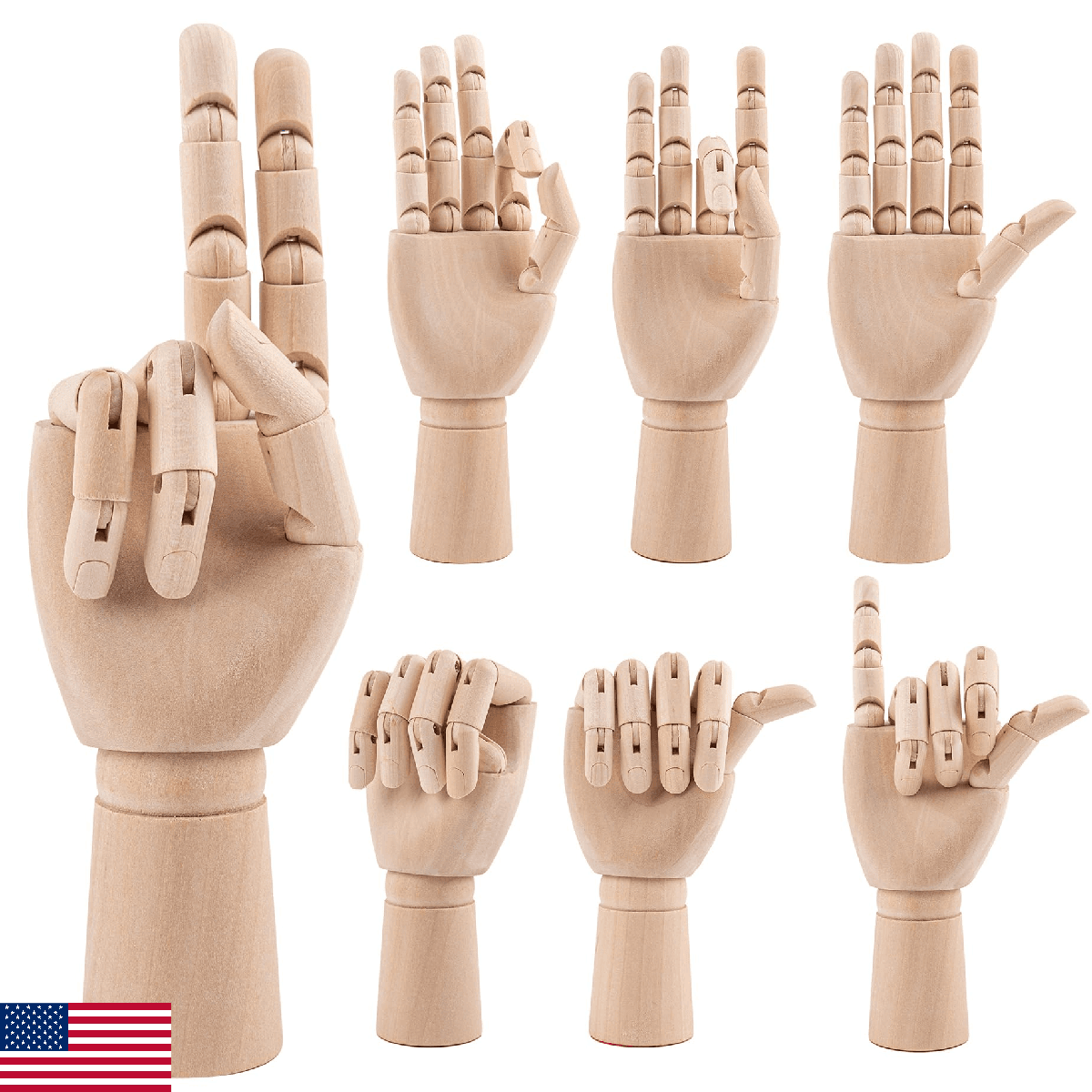 Framendino 6-Pack 7" Flexible Wooden Hand Artist Mannequin Figures for Drawing - Image 1