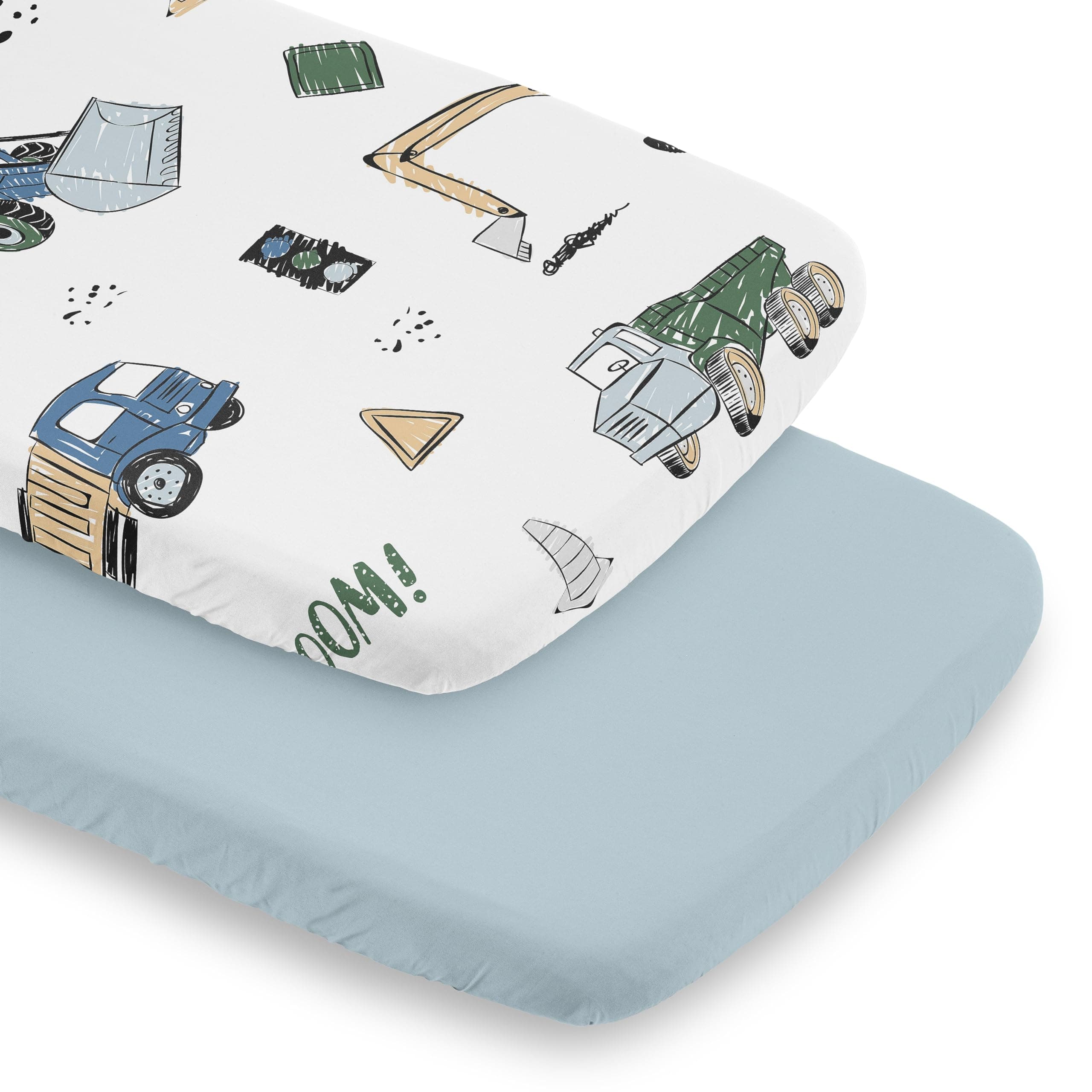 Sweet Jojo Designs Construction Truck Boy Baby Bassinet Sheets Fitted Sheet Set - Image 1