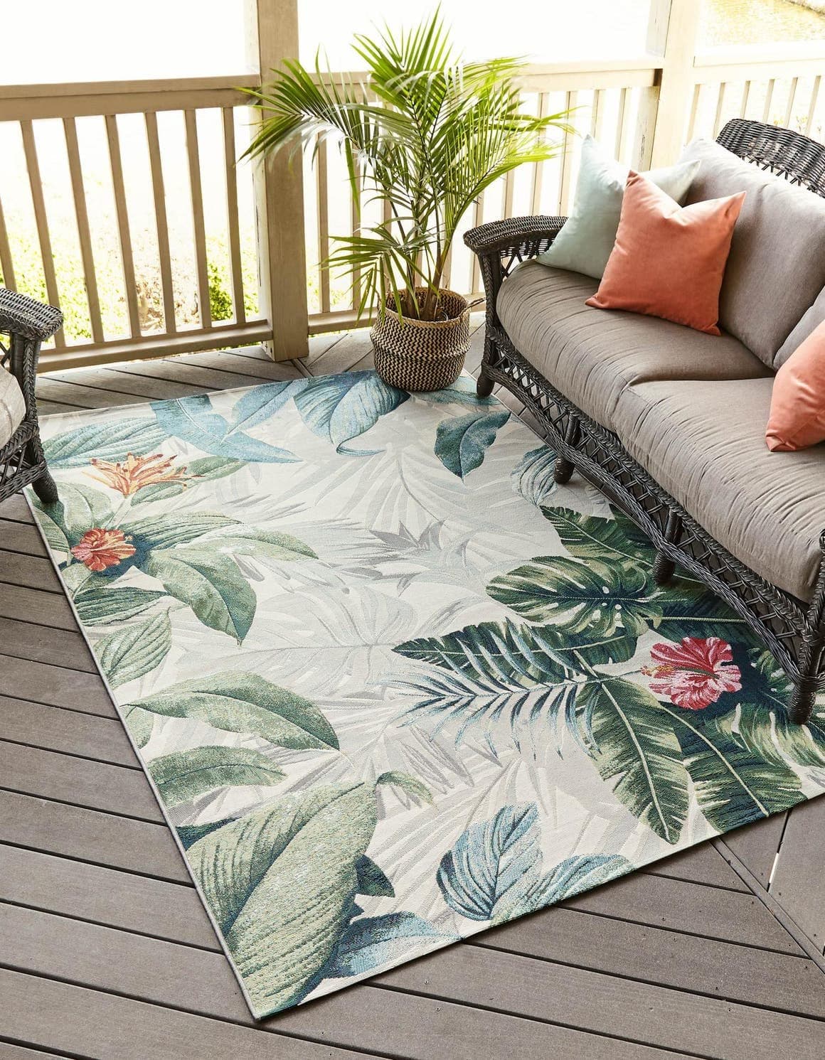 Unique Loom Outdoor Botanical Collection Area Rug - Kula (2' x 3' Rectangle, Mul - Image 1