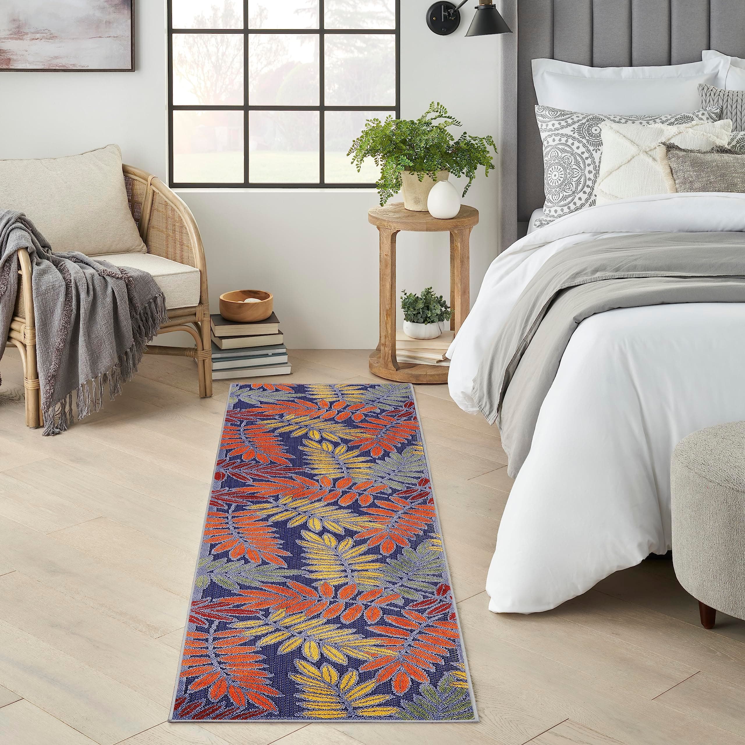 Nourison Aloha Navy Multicolor 2'3"x8' Area Rug - Easy Clean, Non-Shedding - Image 1
